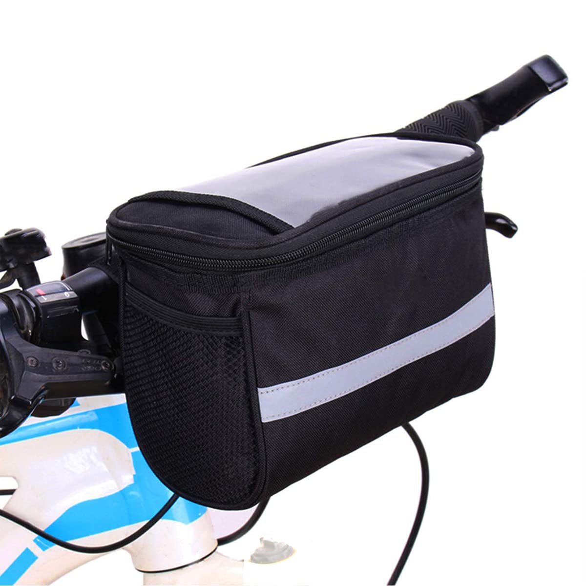 Waterproof Bike Handlebar Bag - Front Bicycle Storage Pouch with Mesh Pocket & Secure Straps | Perfect for Phone, Keys & Cycling Accessories | Ideal for Commuting, Road Trips & Mountain Biking