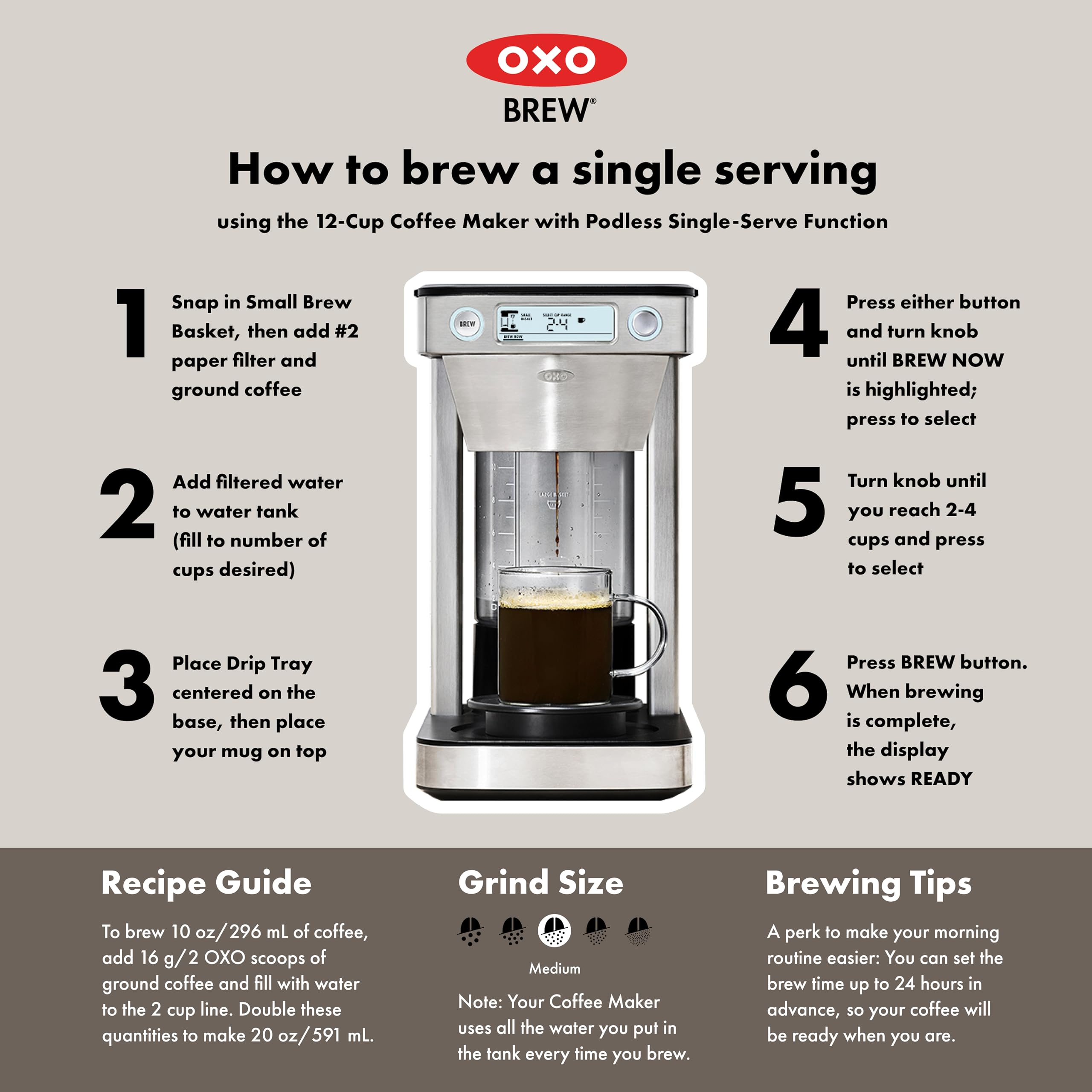 OXO Brew 12-Cup Programmable Coffee Maker with Podless Single-Serve Function - Stainless Steel Silver - Perfect for Home, Office & Entertaining