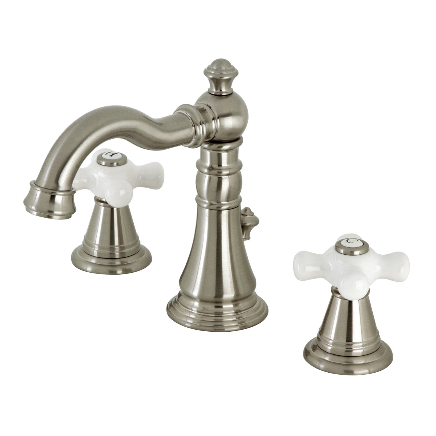 American Classic FSC1978APX Brushed Nickel Widespread Bathroom Faucet - 3 Hole Deck Mount with Pop Up Drain - Perfect for Modern Bathroom Renovations & Home Upgrades