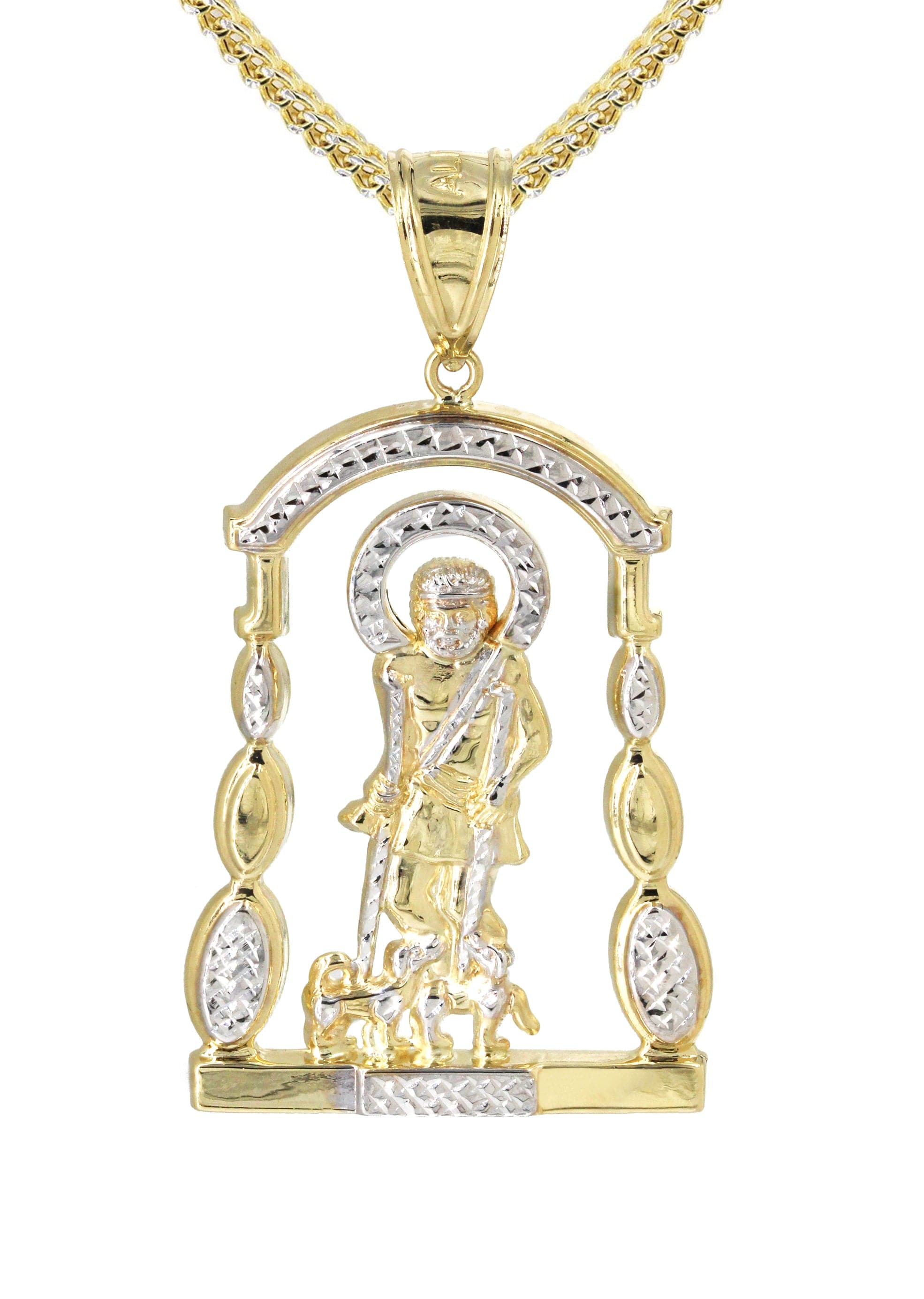 10K Yellow Gold Saint Lazaro Necklace - 16 Grams | Elegant Religious Jewelry for Women, Perfect for Gifts, Church, and Special Occasions