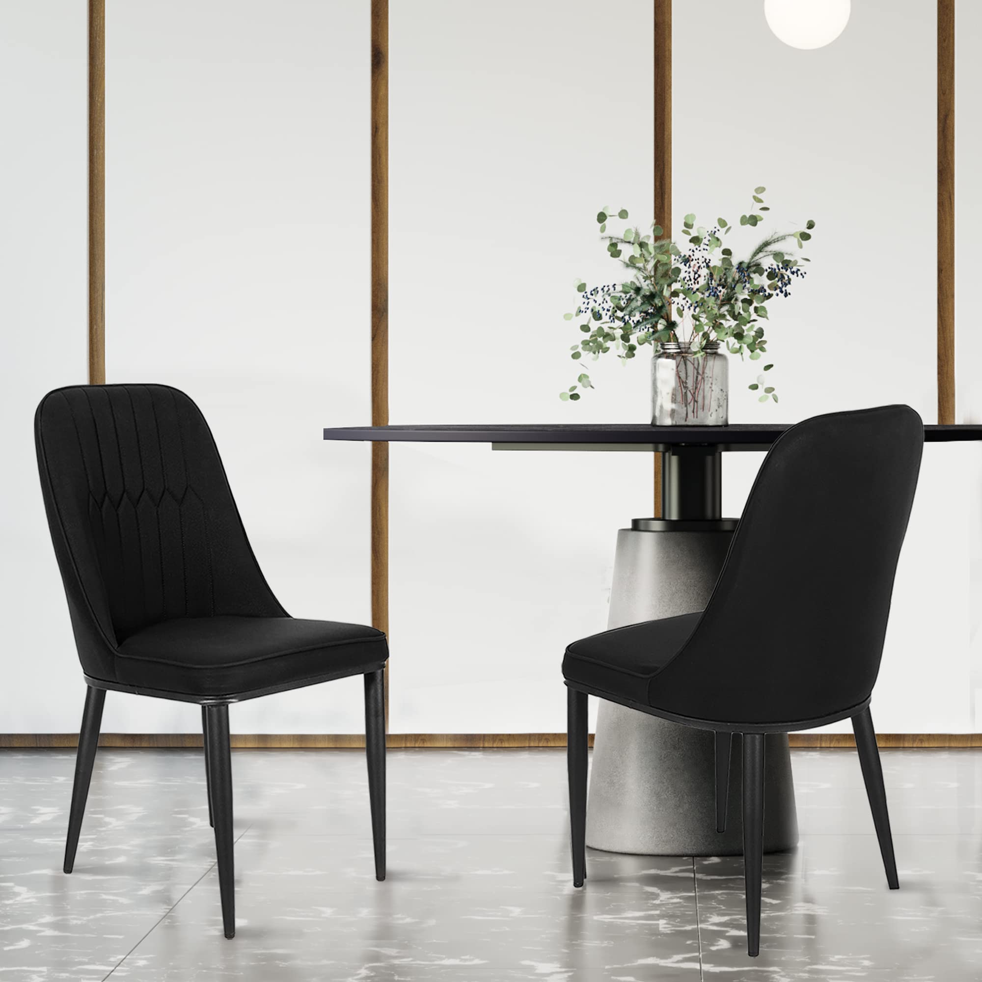 GIA Black High Back Parson Dining Chairs - Set of 4 Upholstered Armless Kitchen Chairs for Dining Room, Restaurant & Home Decor | Modern Comfortable Seating for Family Meals & Entertaining