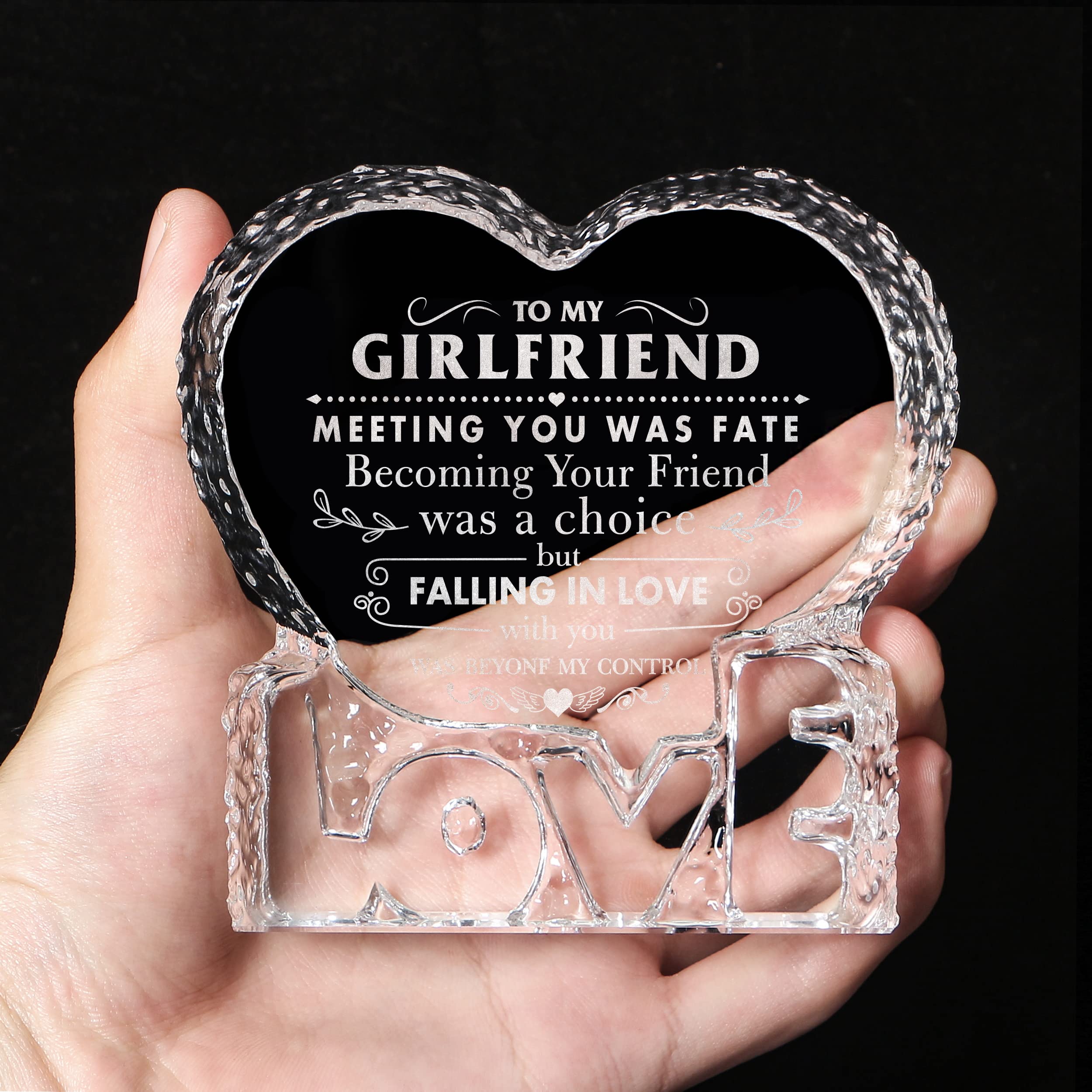 Personalized Heart-Shaped Crystal Anniversary & Birthday Gifts for Girlfriend - Romantic Couples Keepsake for Christmas, Valentine's Day & Special Occasions - Perfect for Home Decor, Wedding Anniversaries & Thoughtful Surprises