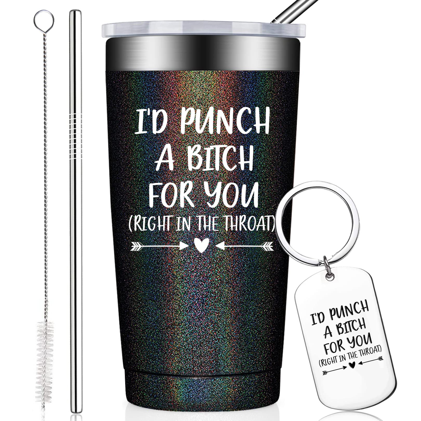 Best Friend Gifts for Women - Funny 20oz Wine Tumbler with Keychain | Birthday Gift for Bestie, BFF, Sister | Cute Friendship Present for Her | Perfect for Parties, Girls Night Out & Daily Use