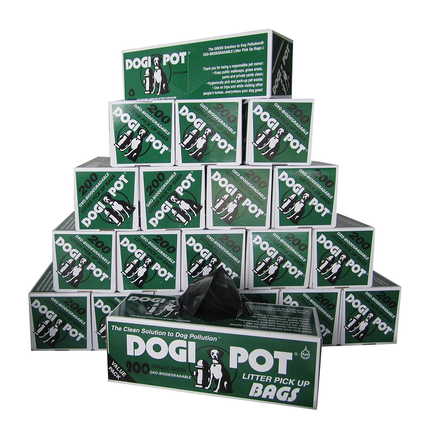 Dogipot 1402-20 20 Roll Case - 4000/8000 Litter Pick Up Bags for Dogs | Biodegradable Poop Bags for Waste Cleanup | Perfect for Dog Parks, Walks & Backyard Cleanup