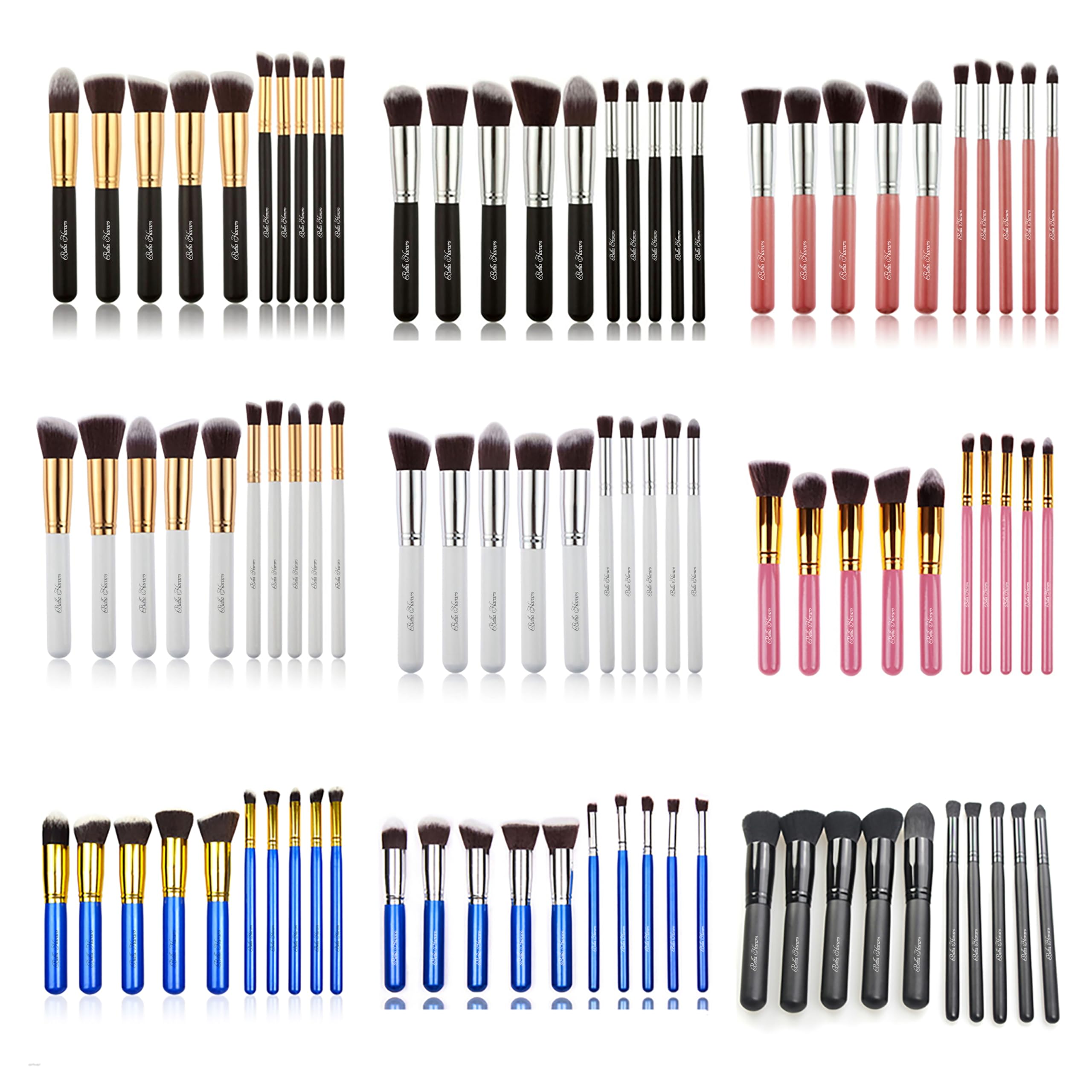 BELLA HARARO 10-Piece Premium Pink Makeup Brush Set - Soft Bristle Face Powder Brush, Blending Brush, Eyeshadow Brush for Professional Makeup Application - Perfect for Daily Use, Travel & Makeup Artists