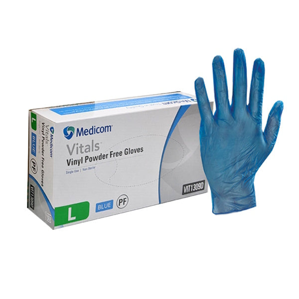 Premium Vinyl Disposable Gloves - Powder Free, Blue | Latex-Free Medical Exam & Food Handling Gloves for Healthcare, Cleaning & Food Service Safety