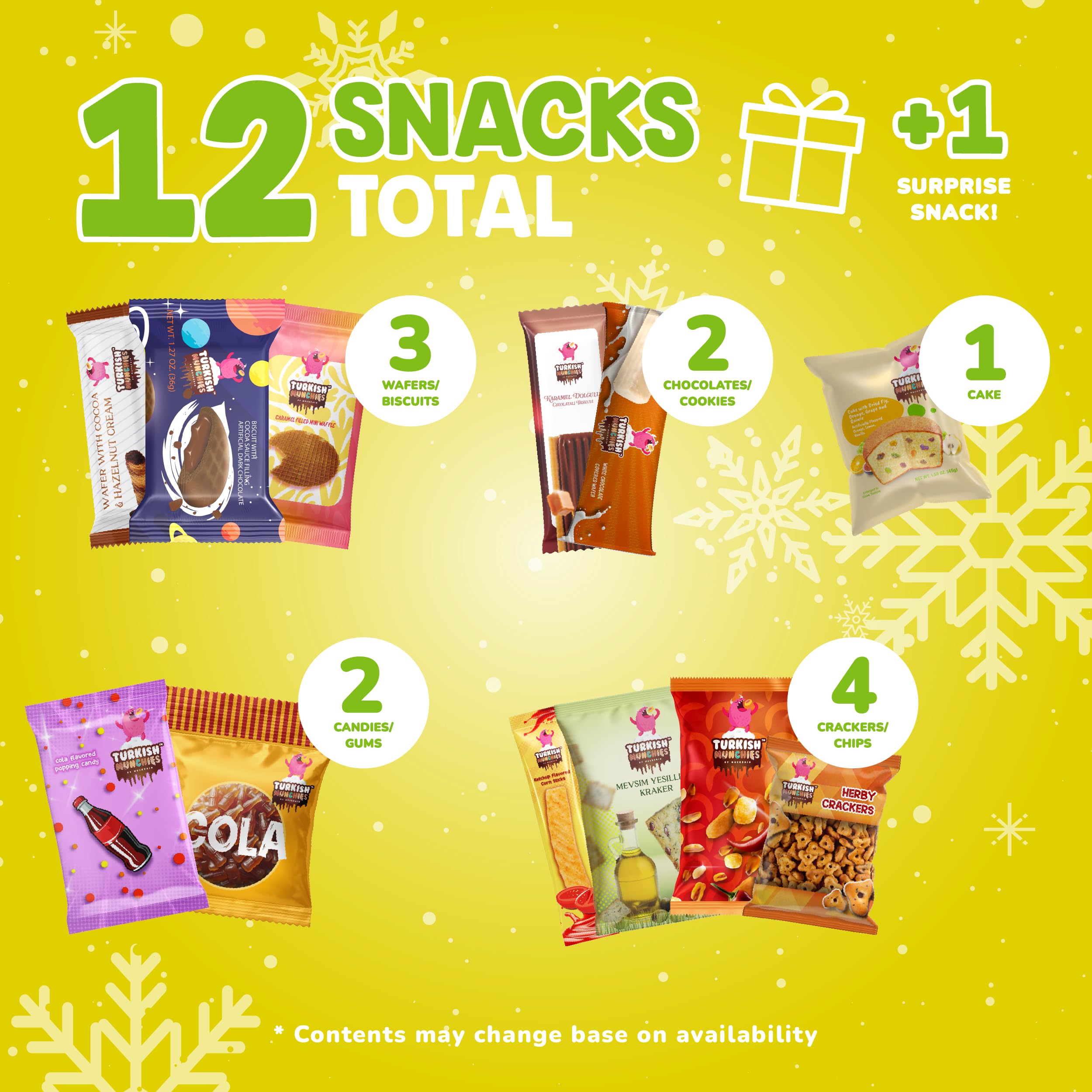 Premium Midi International Snack Box - Exotic Global Snacks Gift Set with Turkish Delights & Worldwide Candies (12 Full-Size + 1 Bonus) - Perfect for Office Treats, Birthday Gifts & Cultural Food Exploration