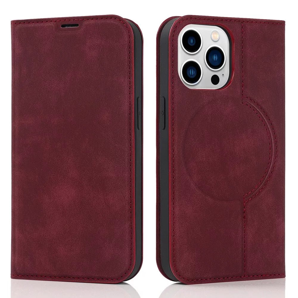 Premium Genuine Leather Wallet Case with MagSafe for iPhone 13/14/15 Pro Max - Slim RFID Blocking Card Holder for Daily Use & Travel