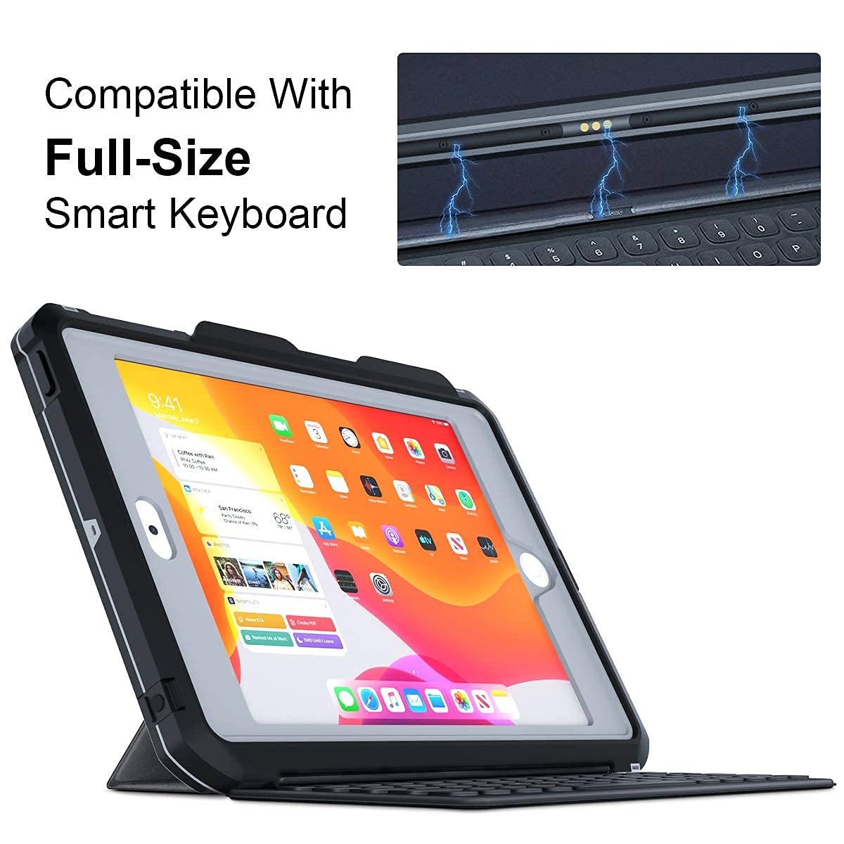 Waterproof Case for iPad 10.2 (7th Gen) - IP68 Dustproof Snowproof Shockproof Protection with Built-in Screen Protector | Perfect for Outdoor Adventures, Beach, Pool & Harsh Environments - Black