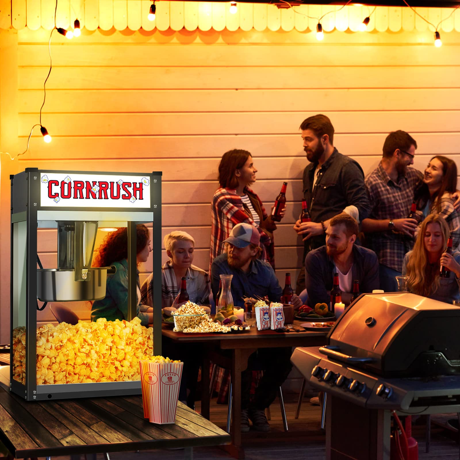 8oz Tabletop Popcorn Machine - Old Fashioned Movie Theater Style Popcorn Popper for Home, Halloween & Christmas Gifts (Black) | Perfect for Movie Nights, Parties & Family Gatherings