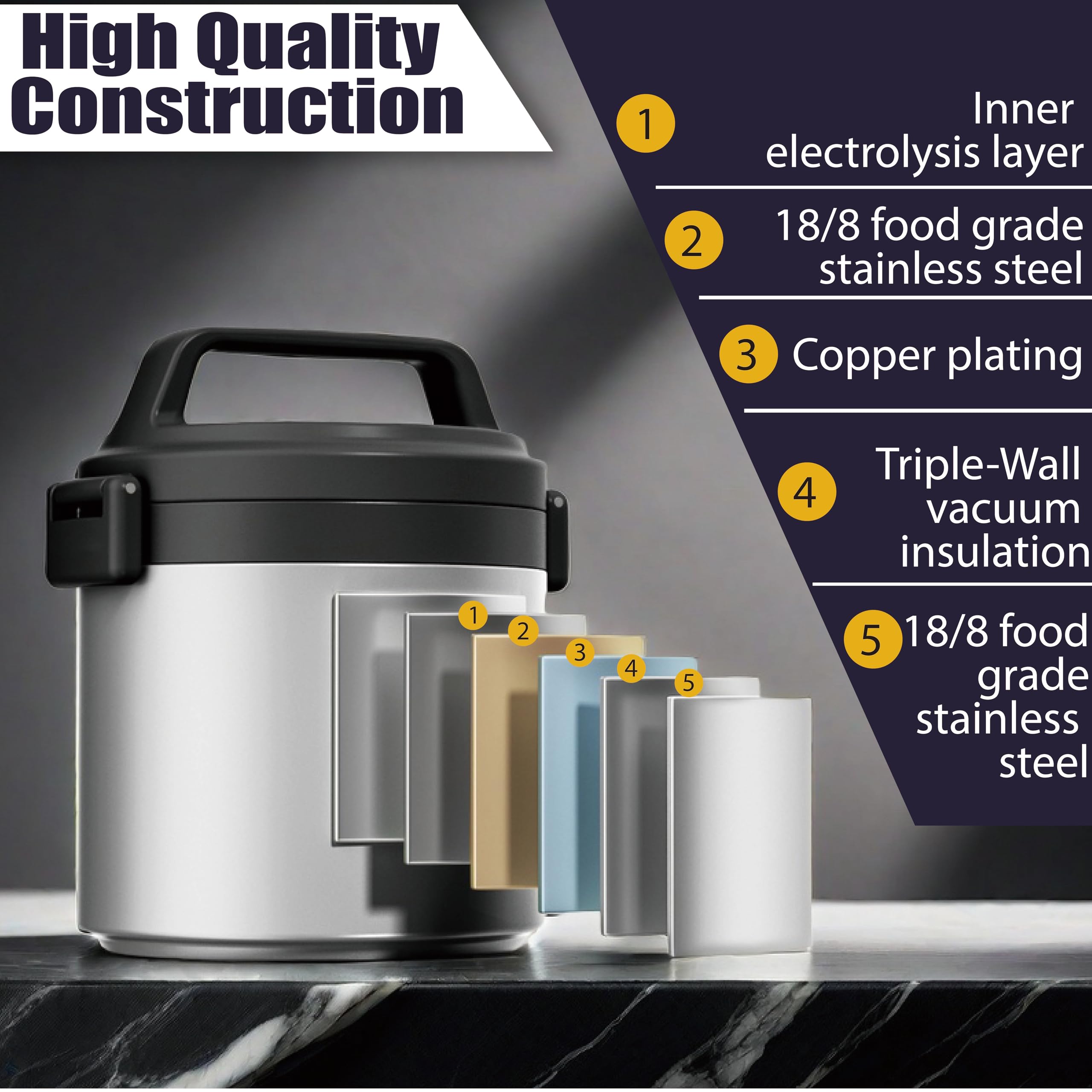 64oz Vacuum-Insulated Stainless Steel Food Thermos | Wide-Mouth Hot Food Container for Lunch, Camping & Travel | Leak-Proof Thermal Jar for Soup, Stew & Meals | Perfect for Office, Hiking & Picnics