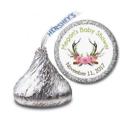 Personalized Antlers Boho Hershey Kisses Wedding Favors - Unique Deer Theme Chocolate Treats for Bridal Showers, Baby Showers & Party Gifts