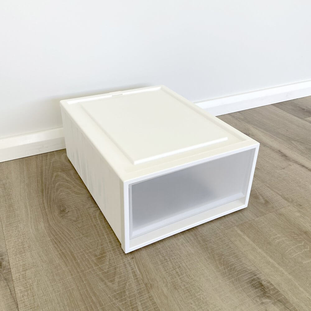 Paula 25L Stackable Plastic Storage Drawer Organizer - White | Space-Saving Solution for Closet, Bedroom & Office Organization