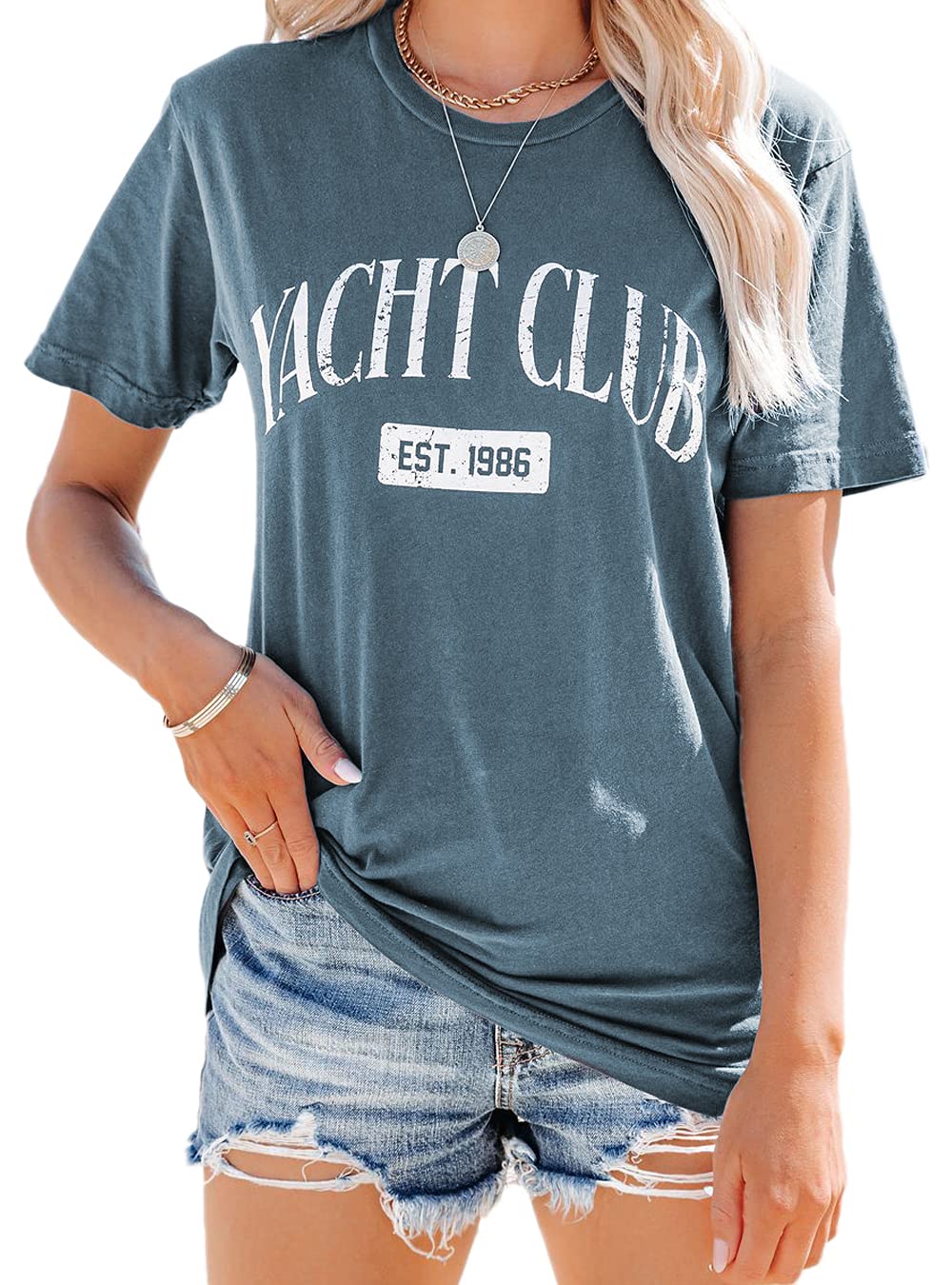 Women's Short Sleeve Crew Neck Graphic T-Shirt - Fashion Basic Casual Tee Top for Everyday Wear, Street Style & Summer Outfits