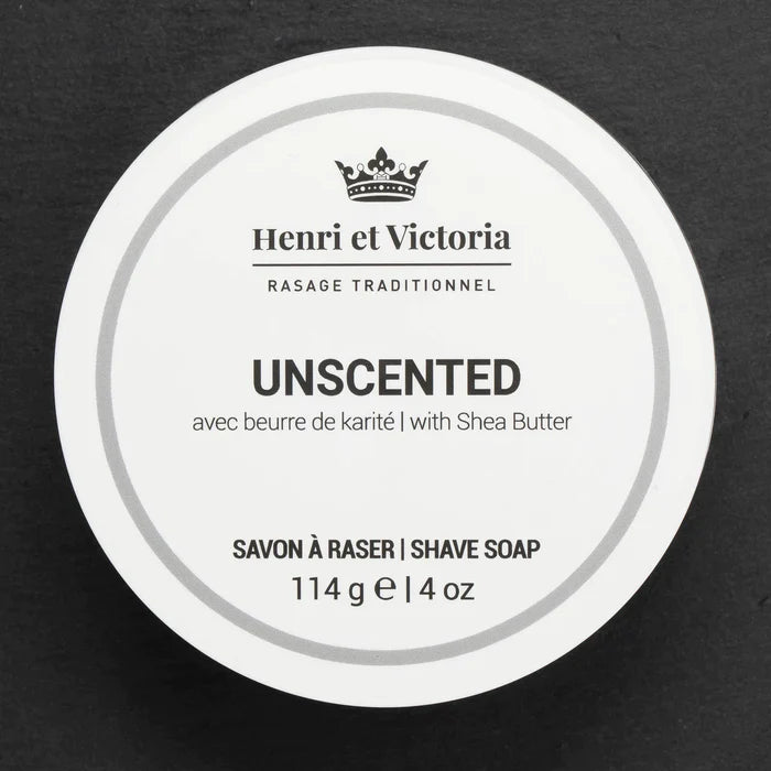 Henri et Victoria Unscented Shaving Soap for Sensitive Skin - Premium Vegan Shaving Cream for Men - Perfect for Daily Shaving Routine & Travel Grooming Kit