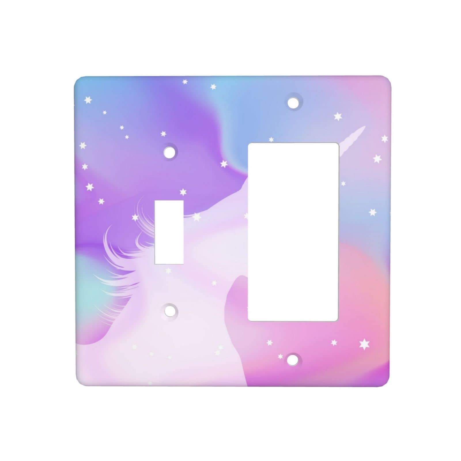Pink Unicorn Light Switch Cover - Decorative 2 Gang Toggle Wall Plate for Home, Kitchen & Bedroom - Cute Unicorn Design Room Decor Accessory (Perfect for Kids' Rooms, Nurseries & Fantasy Themed Spaces)