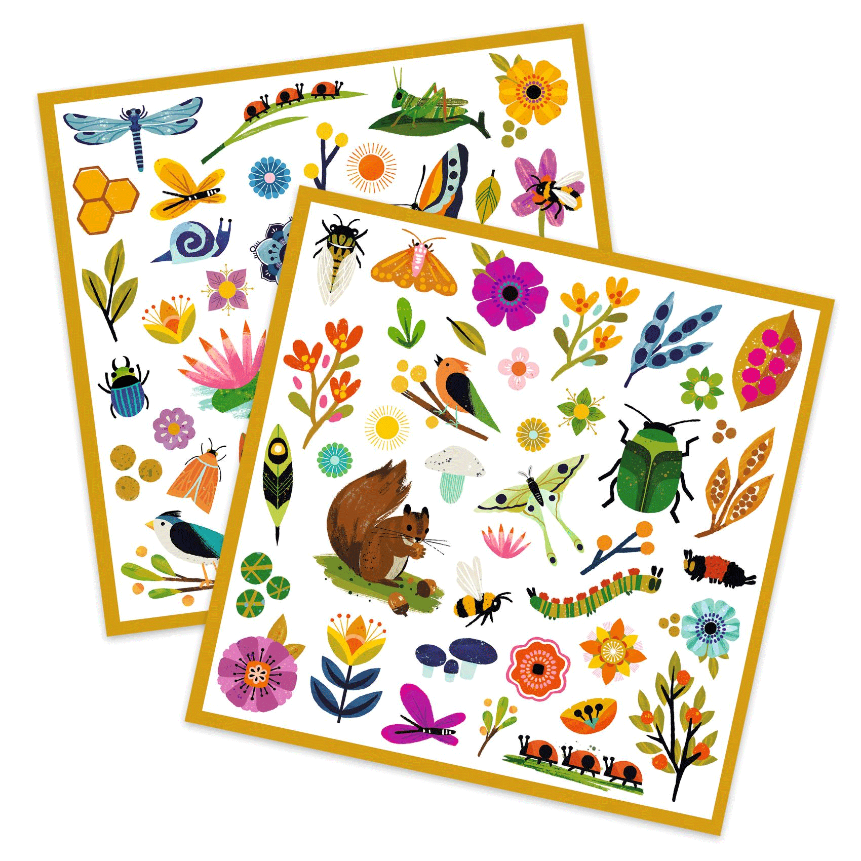 160 Colorful Garden Stickers for Kids by Djeco - Perfect for Scrapbooking, DIY Crafts, and School Projects