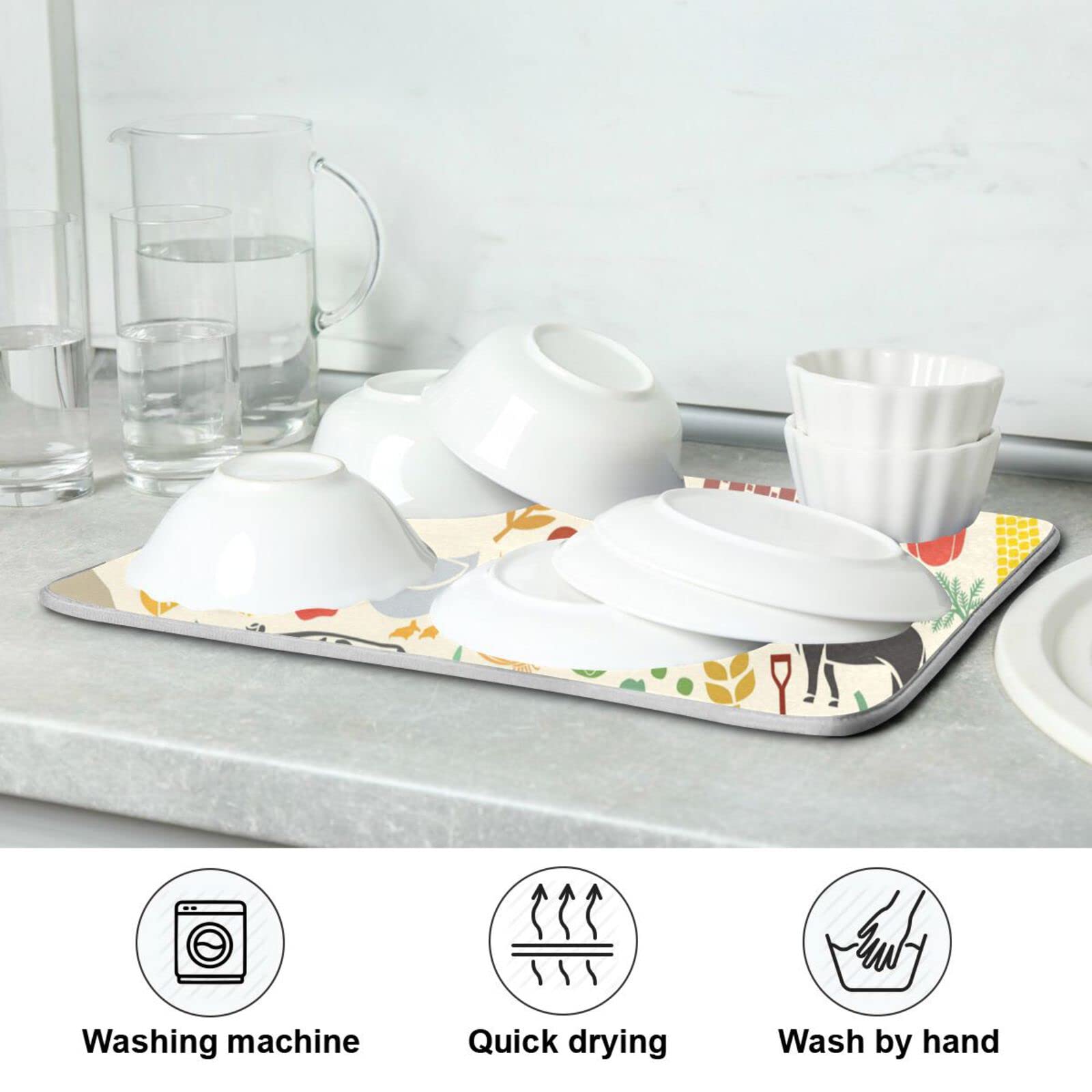 Premium Microfiber Dish Drying Mat for Kitchen Counter - 18