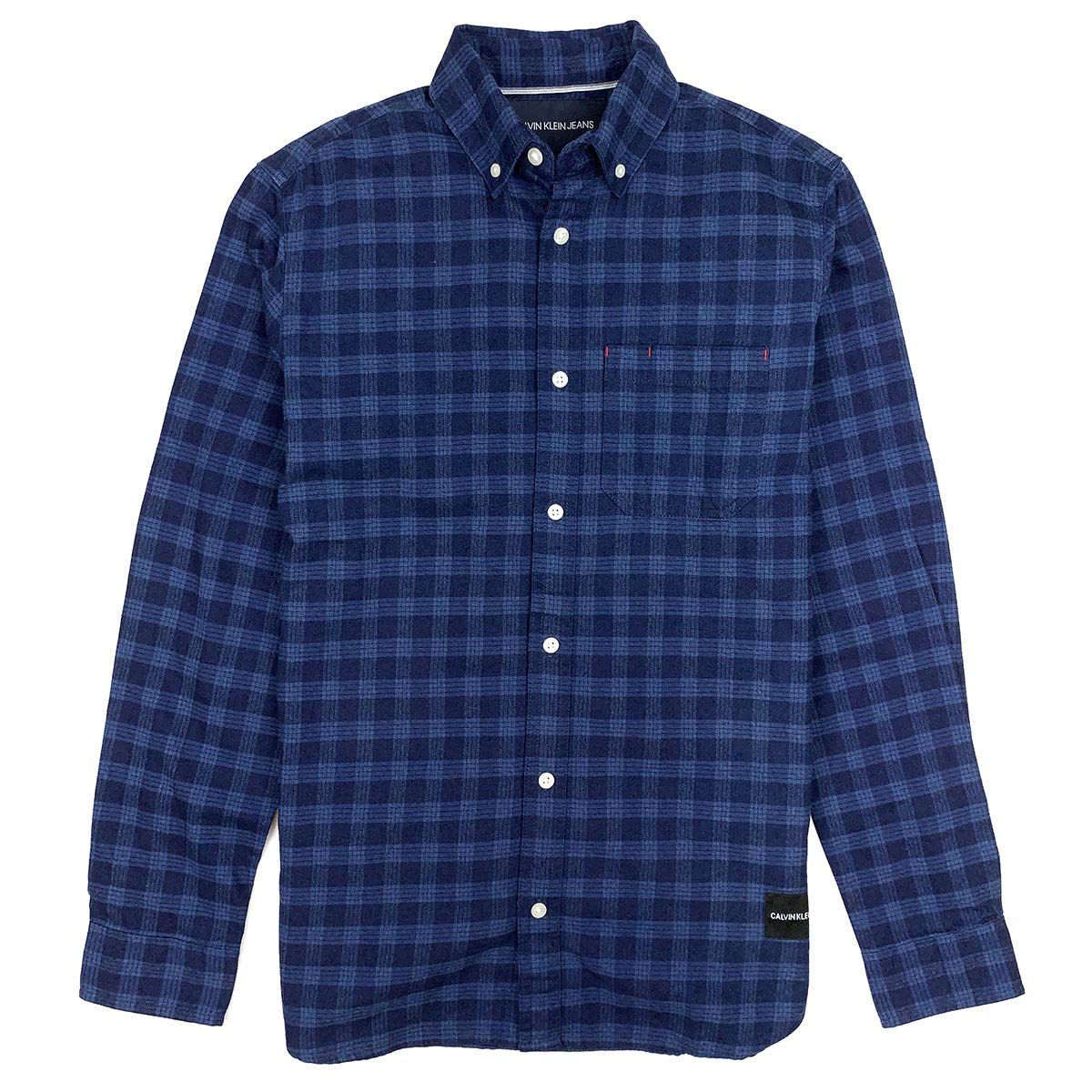 Calvin Klein Men's Slim Fit Long Sleeve Dark Indigo Blue Dress Shirt for Work & Casual Wear - Button Down Oxford Shirt (Small) | Business Office & Date Night Outfit