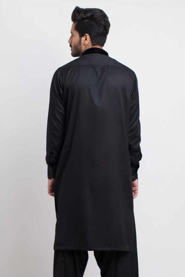 Premium Black Soft Cotton Shalwar Kameez for Men - Comfortable Traditional Pakistani Outfit for Eid, Weddings & Special Occasions