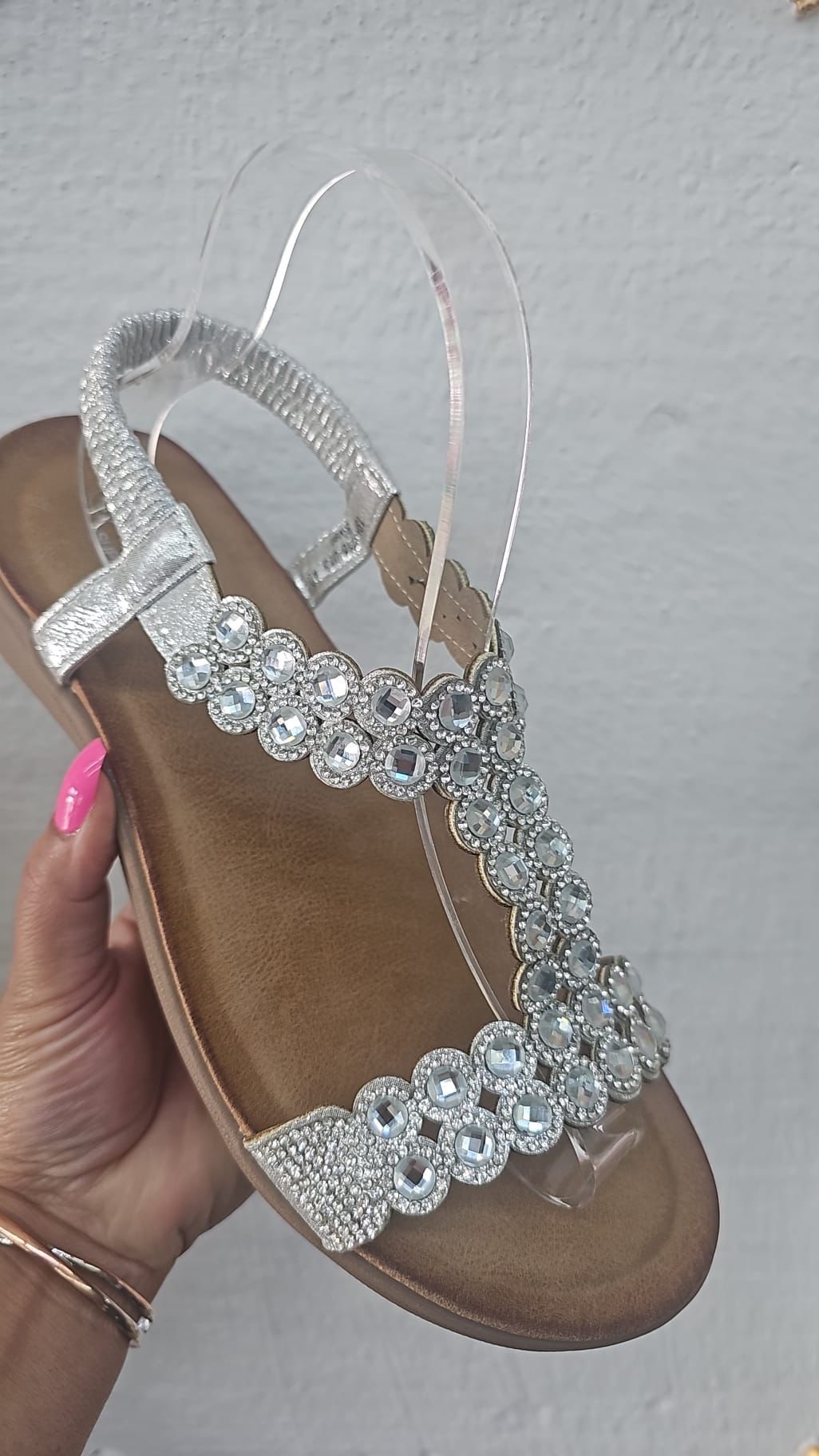 Jamie Jewel Sandals for Women - Elegant Silver Gladiator Sandals with Rhinestone Decor | Perfect for Summer, Beach, and Casual Outings
