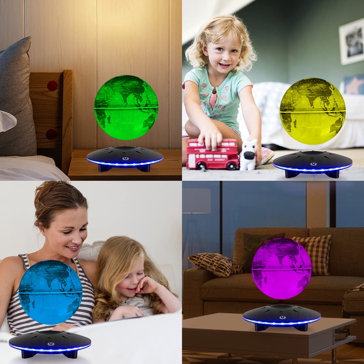 Floating Globe with LED Lights - Magnetic Levitation World Map Lamp, Touch Control Base for Home & Office Decor | Unique Gift Idea for Christmas, Birthdays & Housewarming | Perfect for Study Rooms, Living Rooms & Gifts