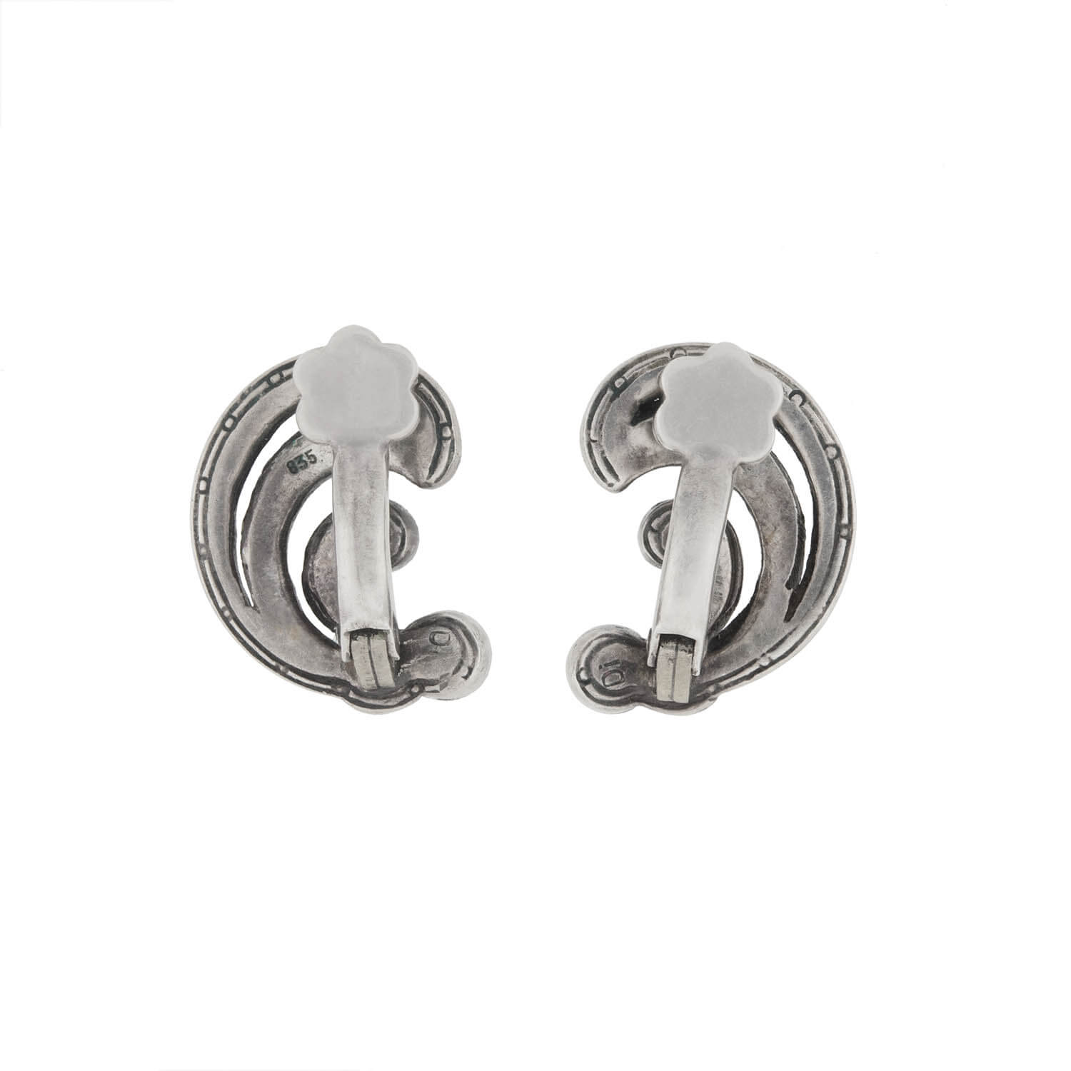 Vintage .835 Silver French Clip-On Earrings for Women - Left & Right Pair | Elegant Retro Jewelry for Parties, Weddings & Special Occasions