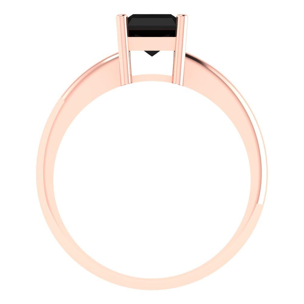 1.75ct Radiant Cut Natural Black Onyx Solitaire Ring - 18K Rose Gold Engagement, Wedding, Bridal, Promise & Anniversary Jewelry - Perfect for Proposals, Bridal Sets & Special Occasions