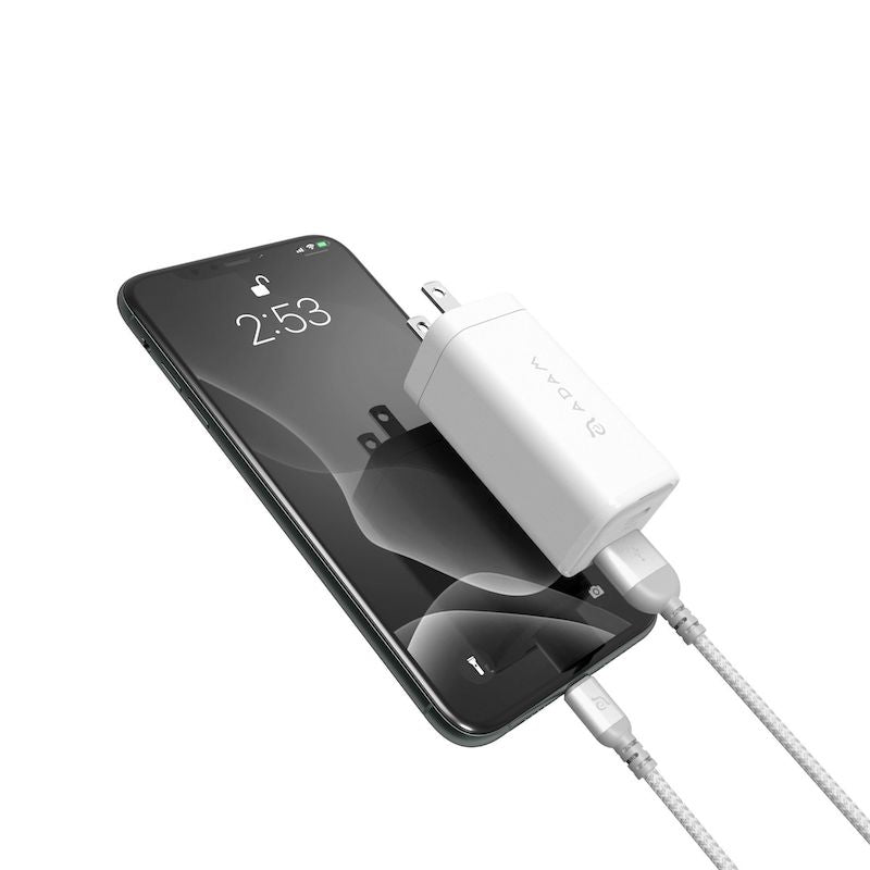 Adam Elements OMNIA 65W USB C Wall Charger - Fast Charging Power Adapter for iPhone, Samsung, MacBook - White | Perfect for Home, Office & Travel