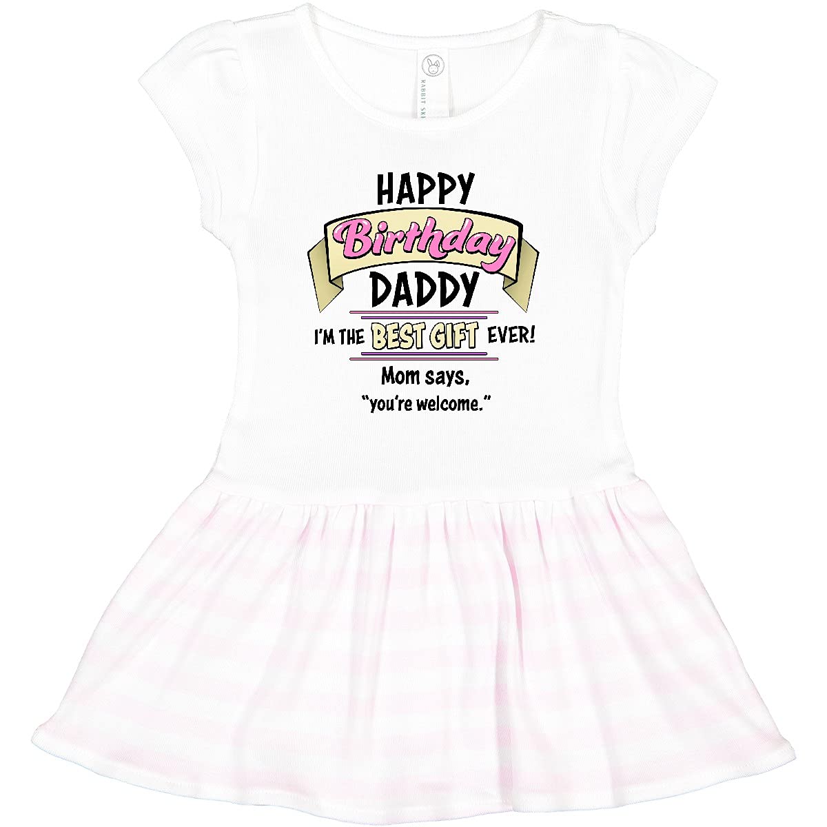 Inktastic Happy Birthday Daddy Pink Toddler Dress - Cute Birthday Outfit for Baby Girls, Toddler Party Dress for Special Occasions & Photo Shoots