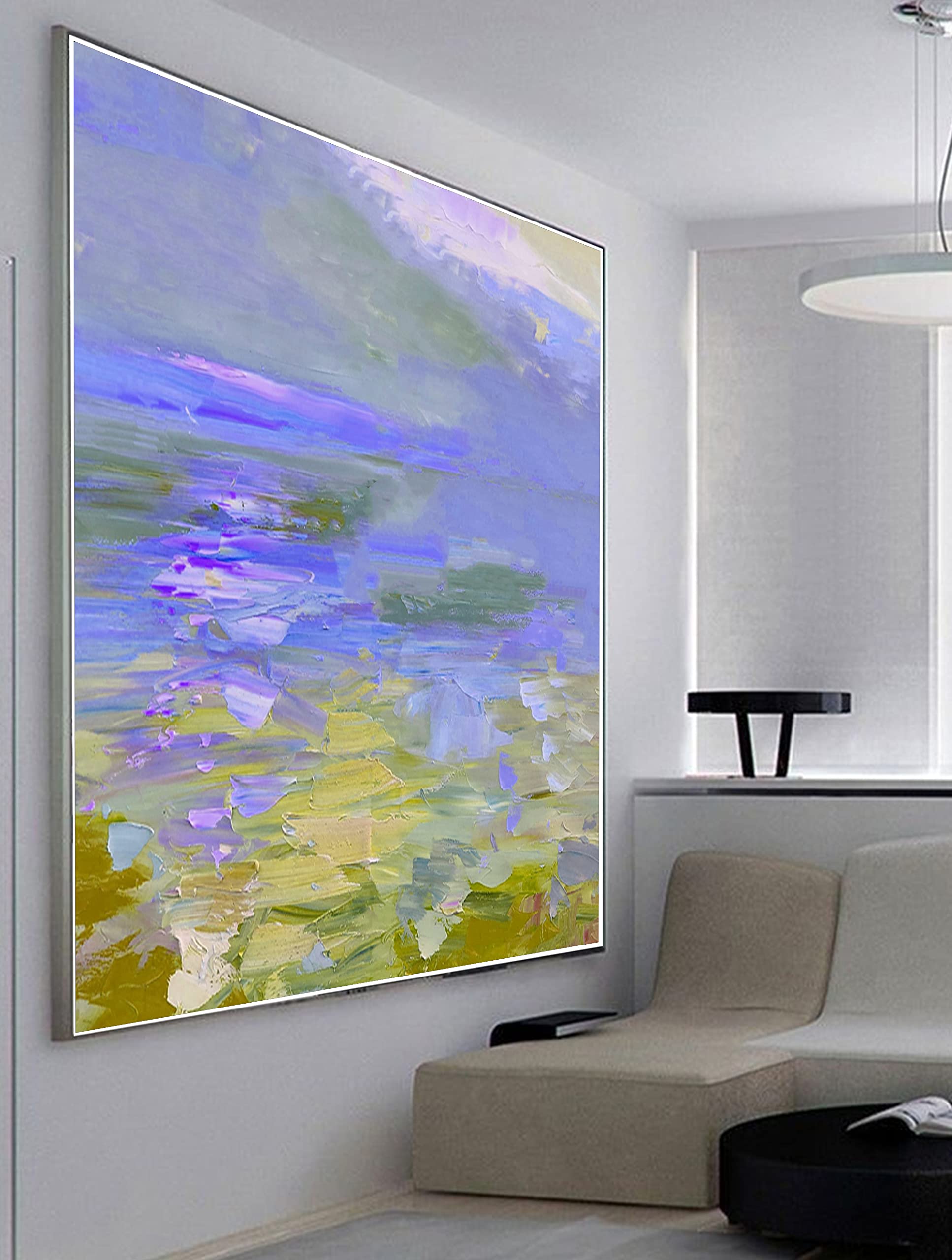 Abstract Blue Wall Art Painting - 32x32 Inch Modern Large Canvas Artwork, Industrial Home Decor for Living Room & Office | Handmade Original Art for Contemporary Spaces