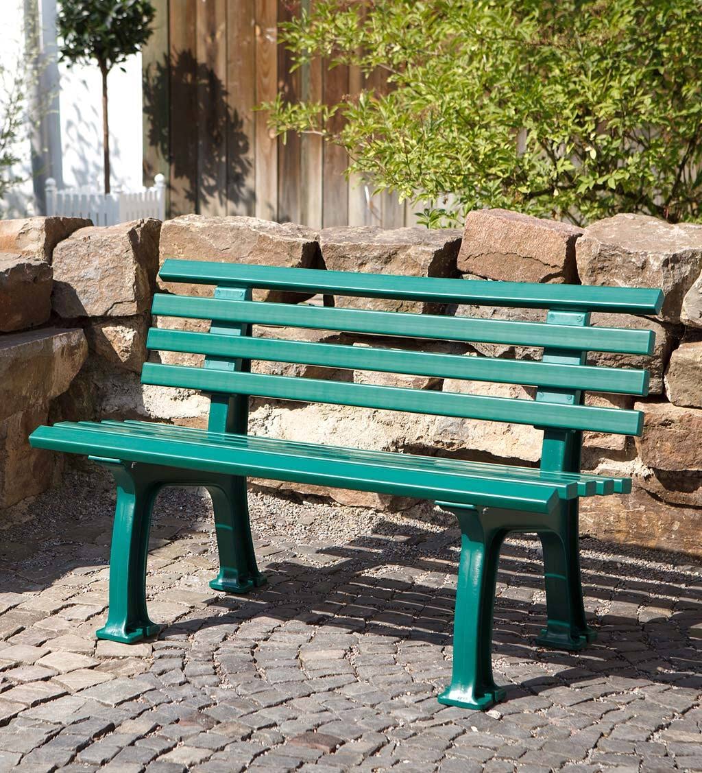 Weatherproof German PVC Outdoor Bench - Heavy Duty 500 lbs Capacity - Steel & Resin Garden Patio Furniture for Porch, Park, Deck - Green - Perfect for Backyard, Poolside & Outdoor Relaxation