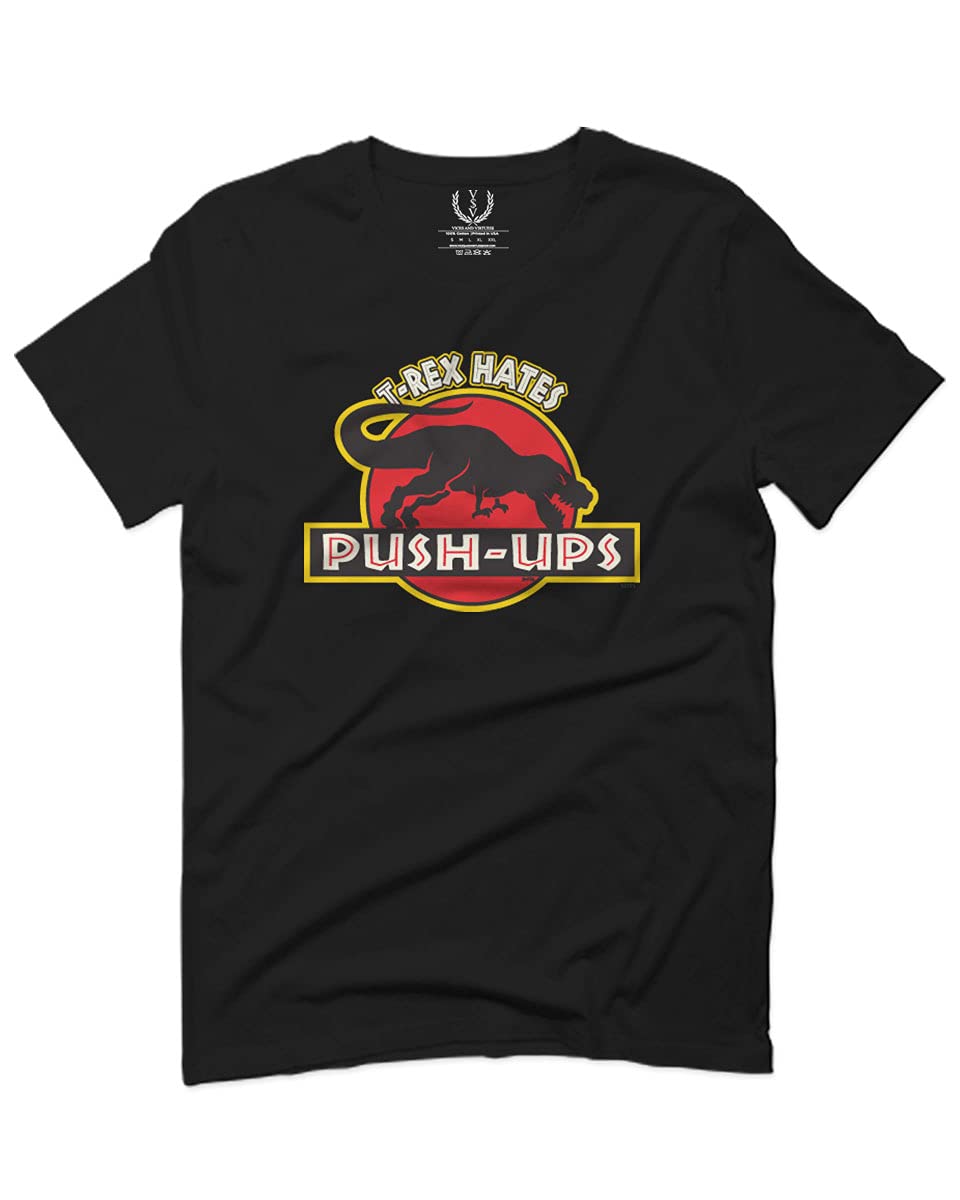 Funny T-Rex Hate Push-Ups Dinosaur Workout T-Shirt for Men - Gym & Fitness Apparel for Casual Wear & Workout Sessions
