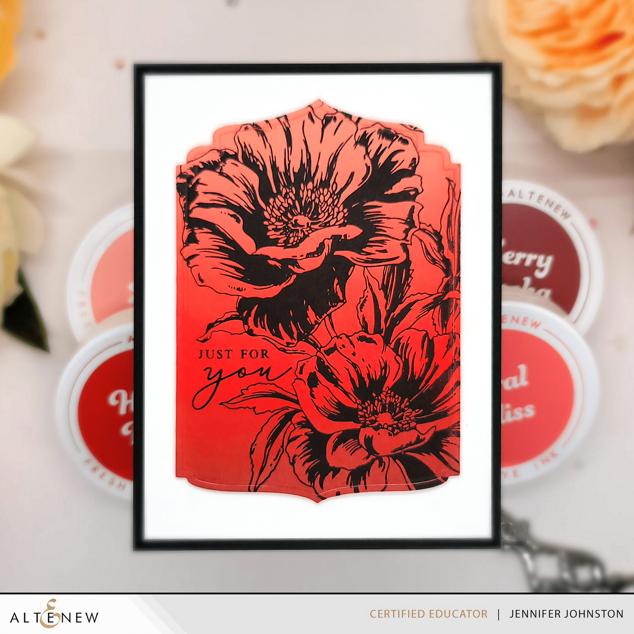 Inked Poppies Press Plate & Foil Plate for DIY Crafting, Scrapbooking & Card Making - Floral Design Metal Stamping Tool