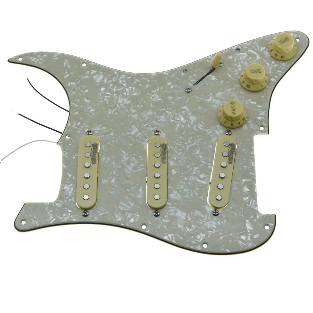 KAISH Aged Pearl Prewired Electric Guitar Pickguard with Wilkinson Pickups - Compatible with USA/Mexico Fender Stratocaster - Perfect for Vintage Tone Upgrade & Stage Performance