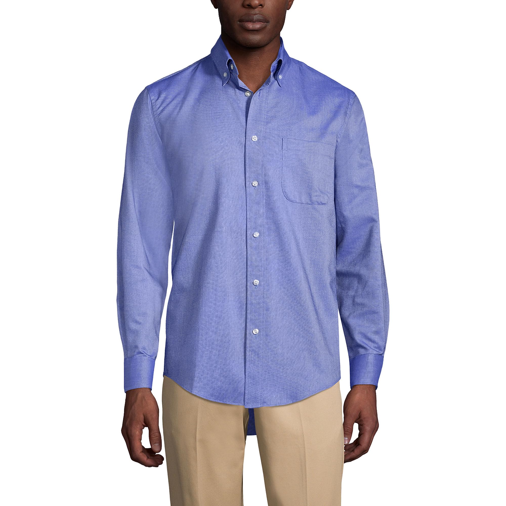 Lands' End Men's Long Sleeve Oxford Dress Shirt for School Uniforms | Comfortable & Durable Button Down Shirt for Students, Teachers & Professionals | Perfect for Classrooms, Office & Formal Events