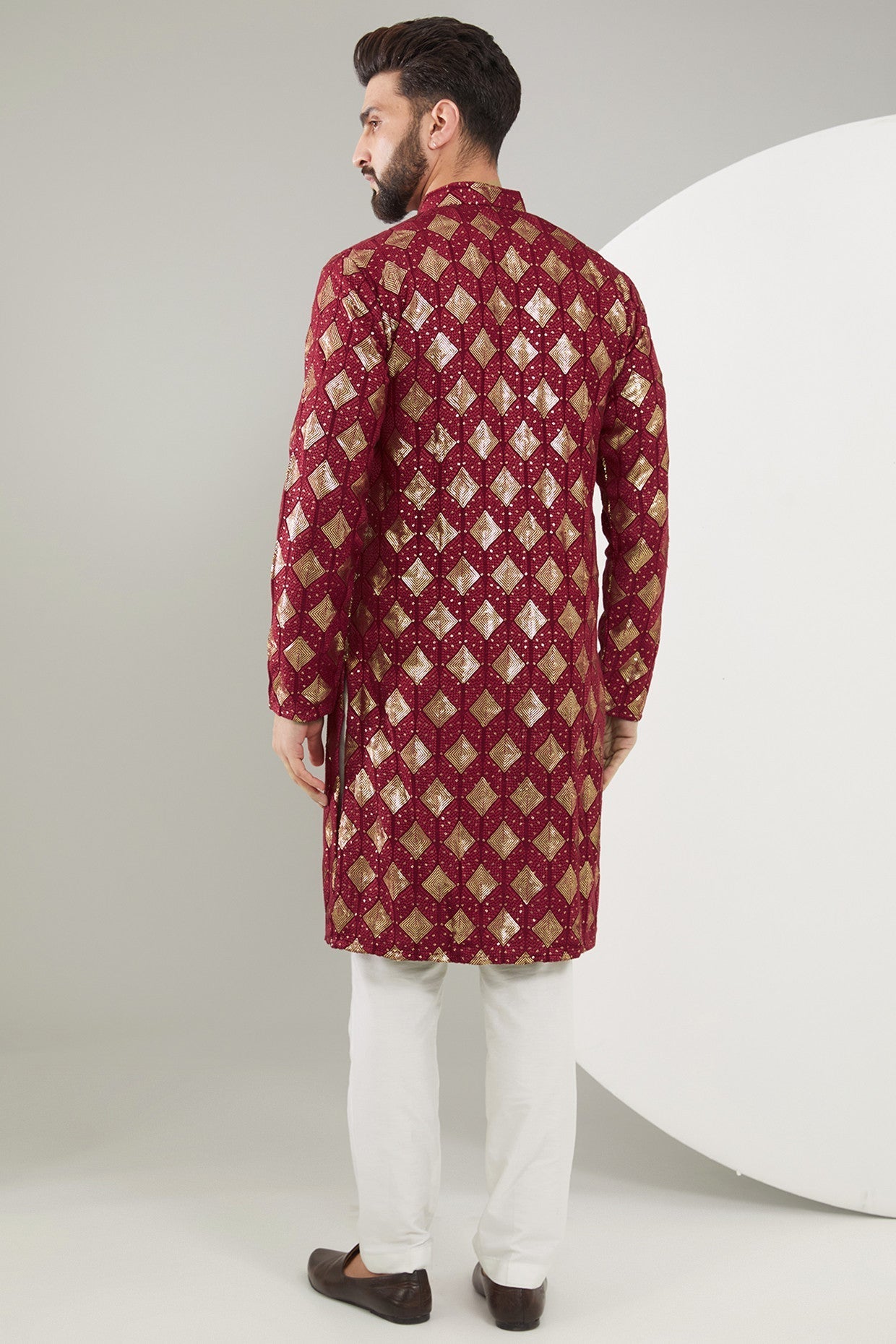 Elegant Maroon Chikankari Kurta with Heavy Thread & Sequined Embroidery - Perfect for Festivals, Weddings & Ethnic Occasions