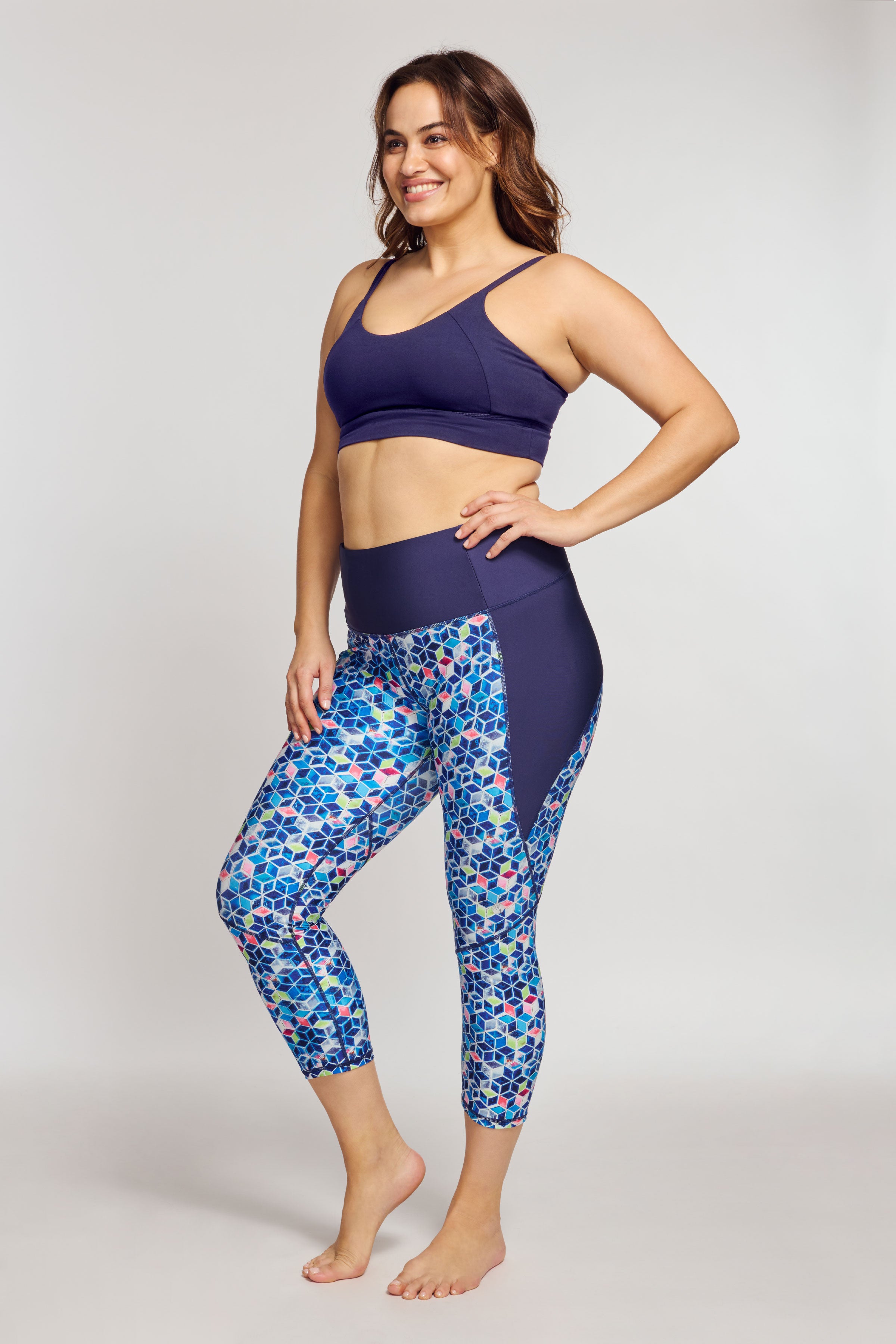 High Waisted Slimming Capri Leggings for Women - Starlight Color - Tummy Control Workout Yoga Pants for Running, Gym & Lounge Wear