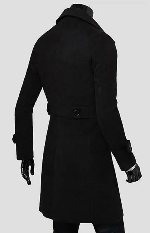Premium Double Breasted Wool Men's Winter Coat - Warm & Stylish Outerwear for Cold Weather, Business & Casual Wear