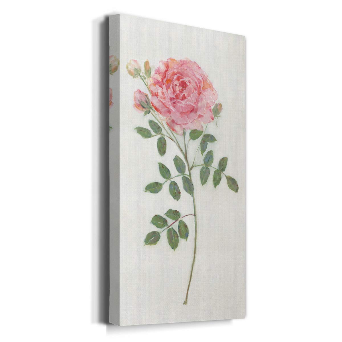 Floral Canvas Wall Art - Pink & Green Rustic Flower Painting Print for Home Decor (20x40 Inches) - Perfect for Bedroom, Living Room, Dining Room, Office & Kitchen Wall Decoration