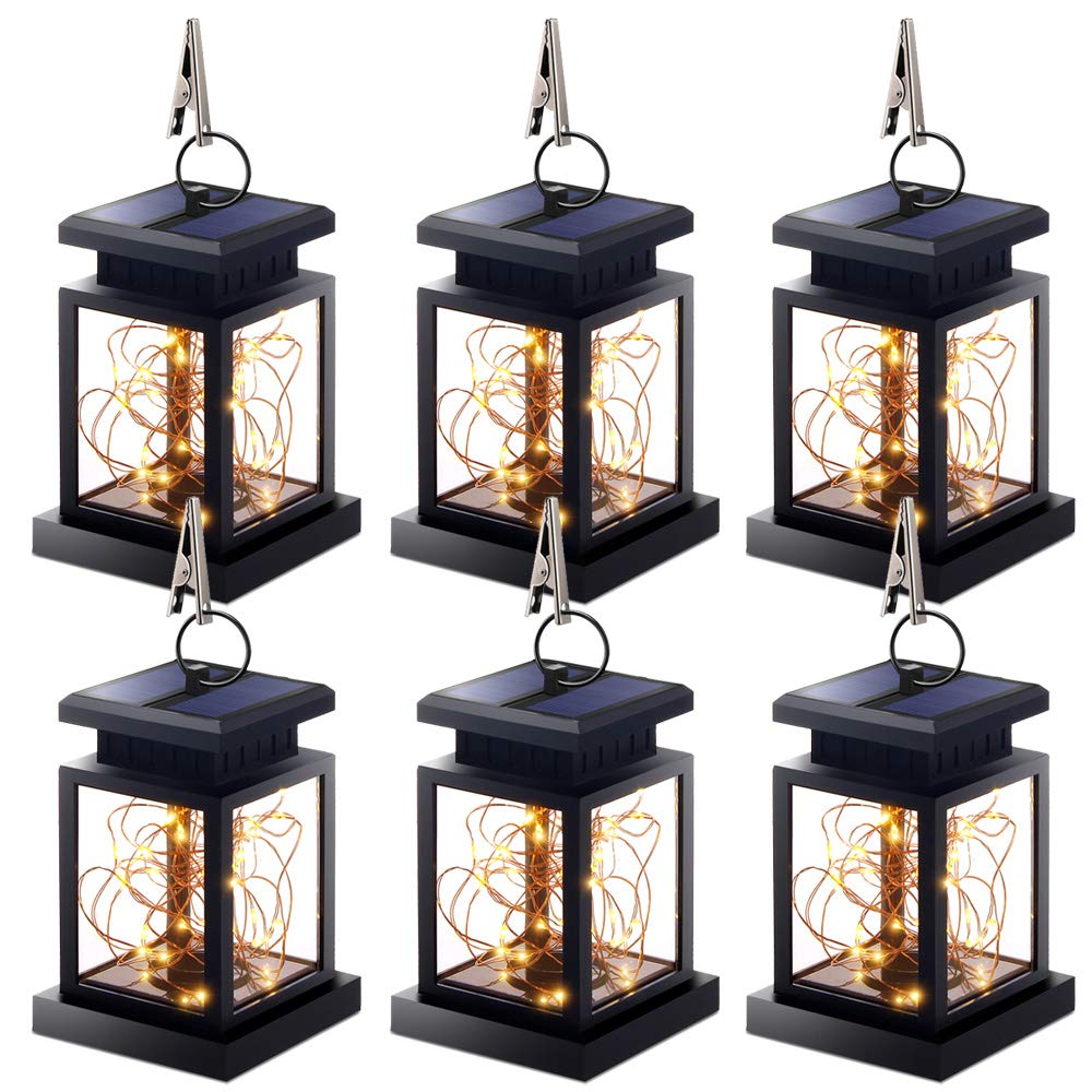 6 Pack Solar Lantern Lights Outdoor Waterproof - Solar Powered Hanging Decorative LED Lights for Garden, Patio, Backyard & Camping (Umbrella Style)