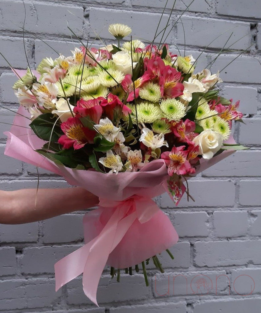 Pink Fantasy Bouquet - Artificial Silk Roses Floral Arrangement for Home Decor, Wedding Centerpieces, Party & Event Decoration