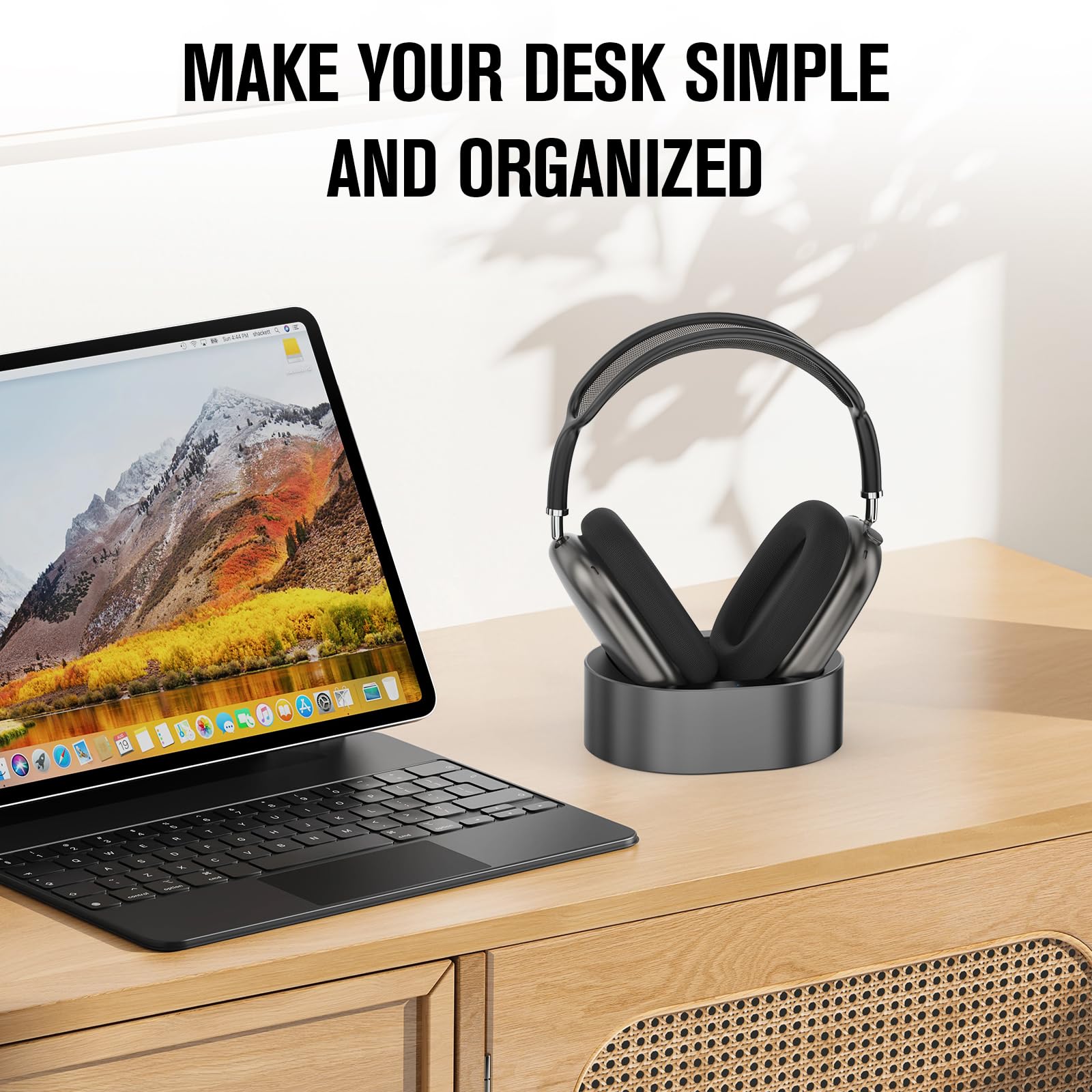 Premium Magnetic Charging Stand for AirPods Max 1/2 - Wireless Charger with Sleep Mode, Portable Desktop Headphone Holder - Perfect for Home, Office & Travel (Black)