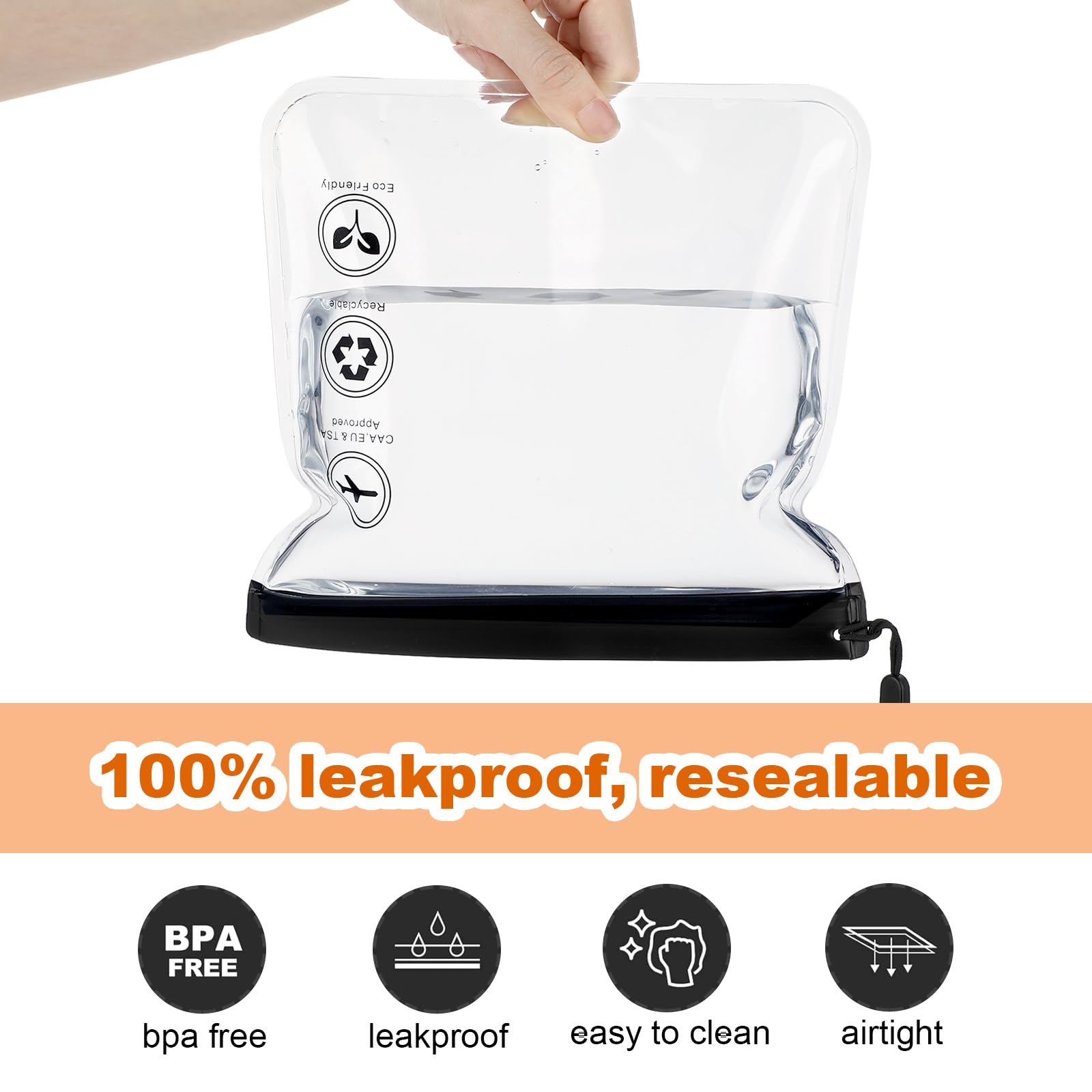 5-Pack TSA Approved Clear Toiletry Bags for Travel - 7.9 x 7.9 Inch Reusable Quart Size Plastic Bags for Liquids, Cosmetics & Airport Security (Perfect for Carry-On Essentials & Travel Organization)
