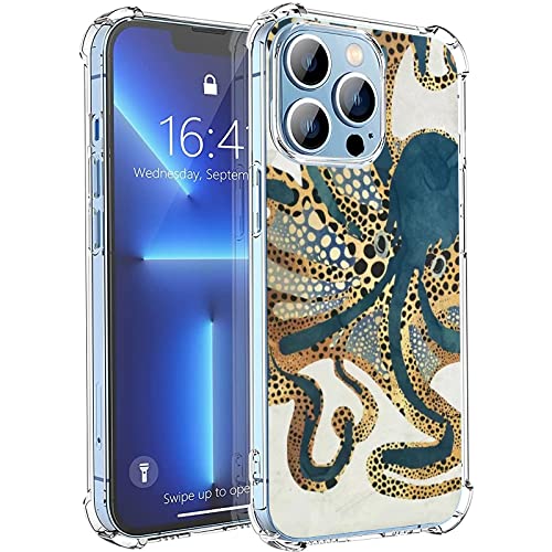 Cute Blue Octopus Phone Case for iPhone 13 Pro Max - Shockproof TPU Bumper Cover with Trendy Sea Creature Design | Compatible with Wireless Charging | Perfect for Beach Trips, Summer Outings & Ocean Lovers