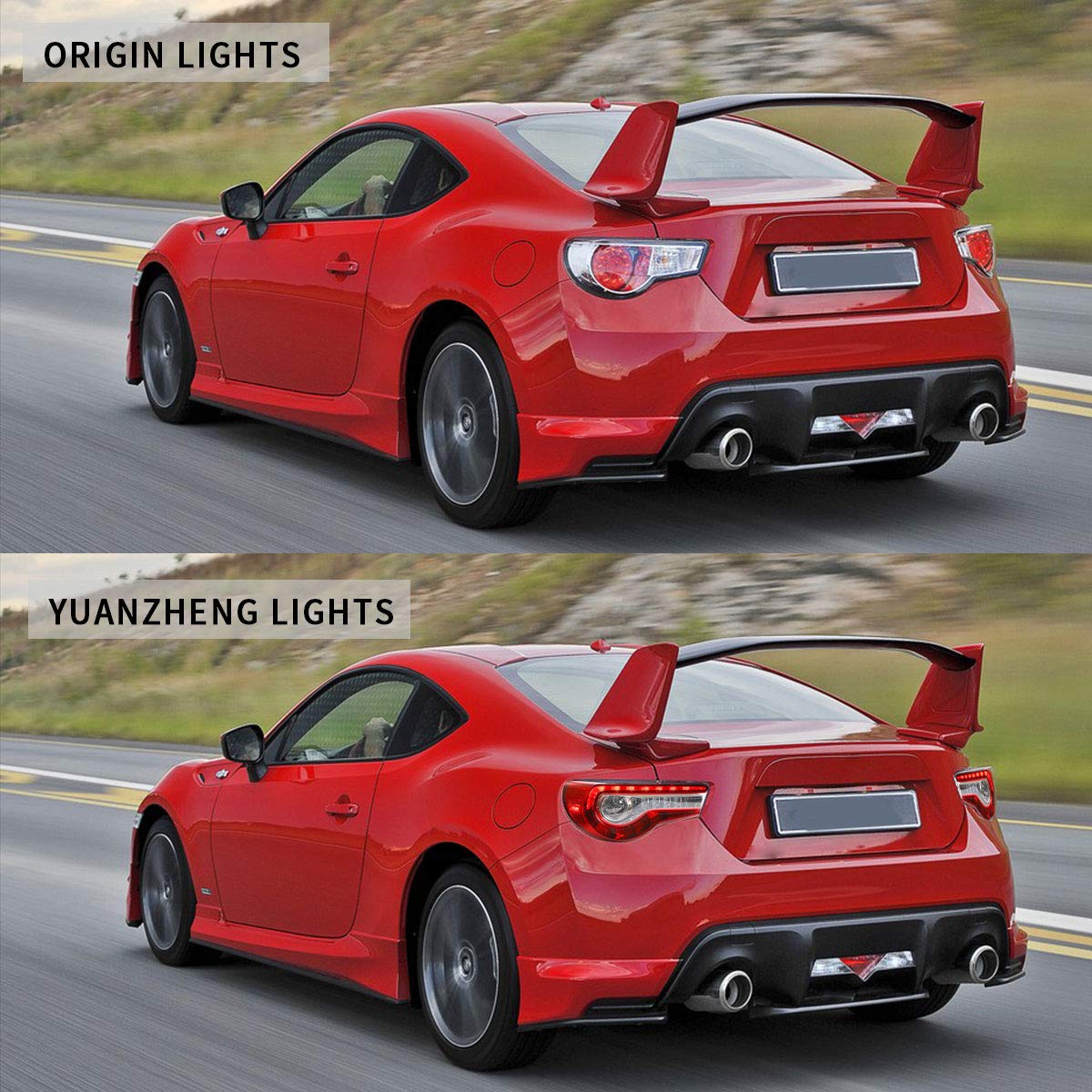 VLAND Full LED Rear Brake Tail Lights for Toyota GT86 (2012-2019), Subaru BRZ (2013-2018), Scion FRS (2012-2016) - Sequential Turn Signal, Red & Clear Lens - YAB-86-0287H | Upgrade Your Coupe's Style & Safety for Night Driving
