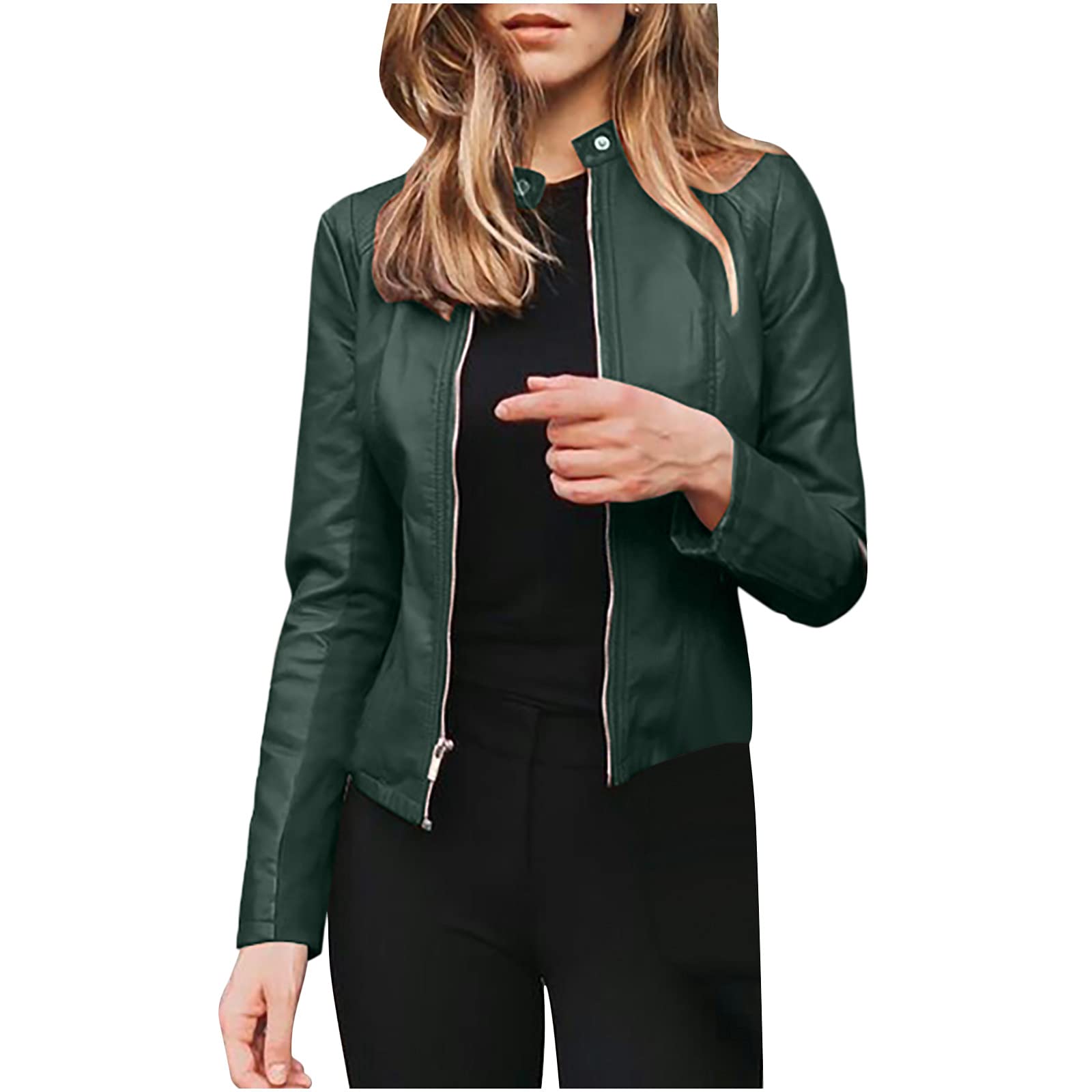 Women's PU Leather Bomber Jacket - Stylish Windbreaker Coat for Fall & Winter Fashion | Trendy Outerwear for Casual Wear, Travel & Night Out
