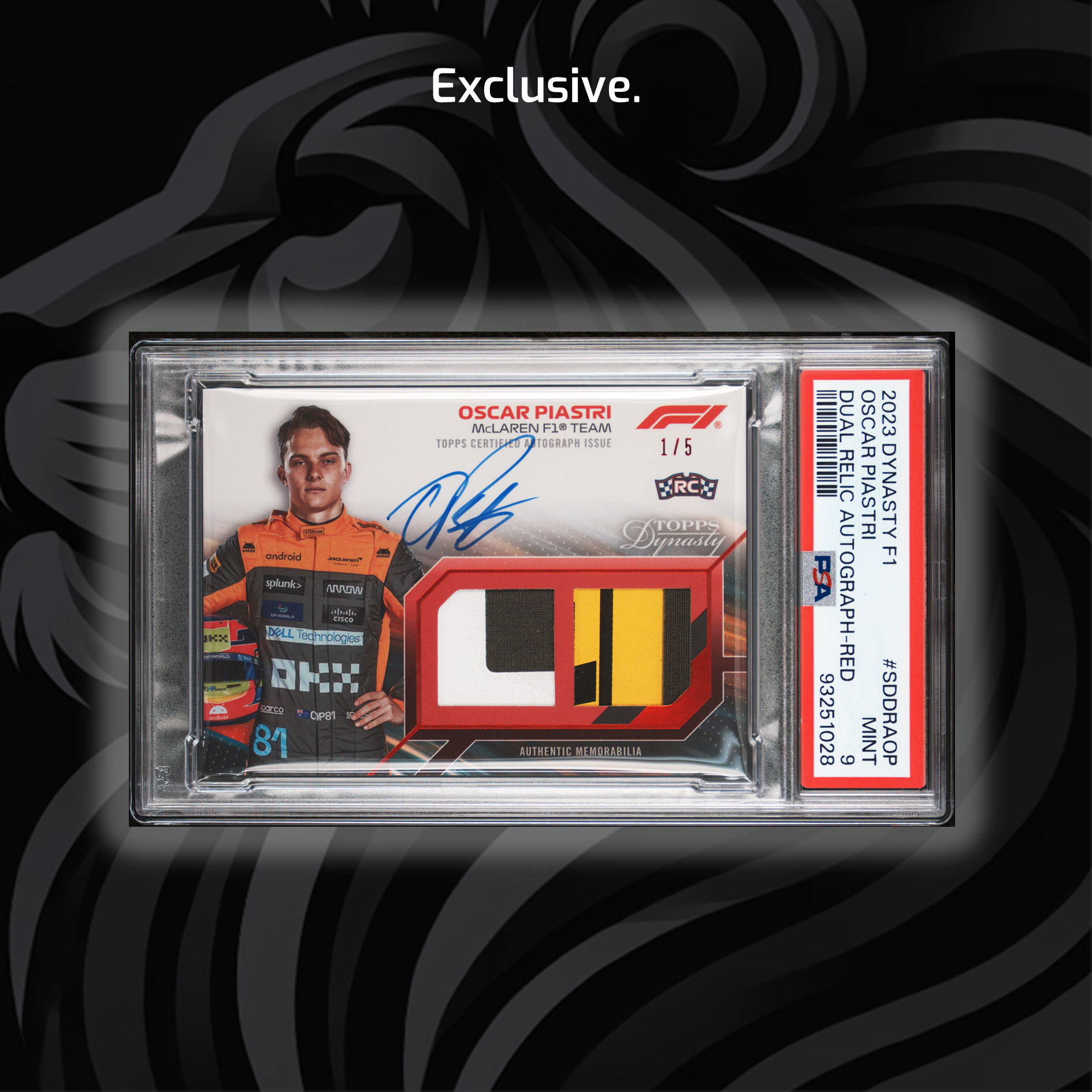 2023 Topps Dynasty Dual Relic Rookie Card - Oscar Piastri #SDDRA OP 1/5 Red - Collectible Racing Memorabilia for F1 Fans & Sports Card Enthusiasts
