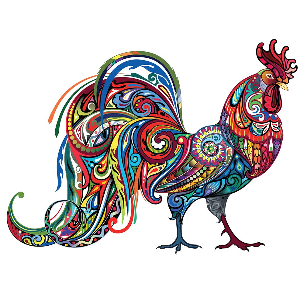 Premium Wooden Jigsaw Puzzle for Adults - 179-Piece Unique Rooster-Shaped Puzzle | Laser-Cut Magic Wood Puzzle | Challenging Brain Teaser & Family Board Game | Perfect Gift for Puzzle Lovers (Large Size) - Great for Home Decor, Stress Relief & Cognitive Training