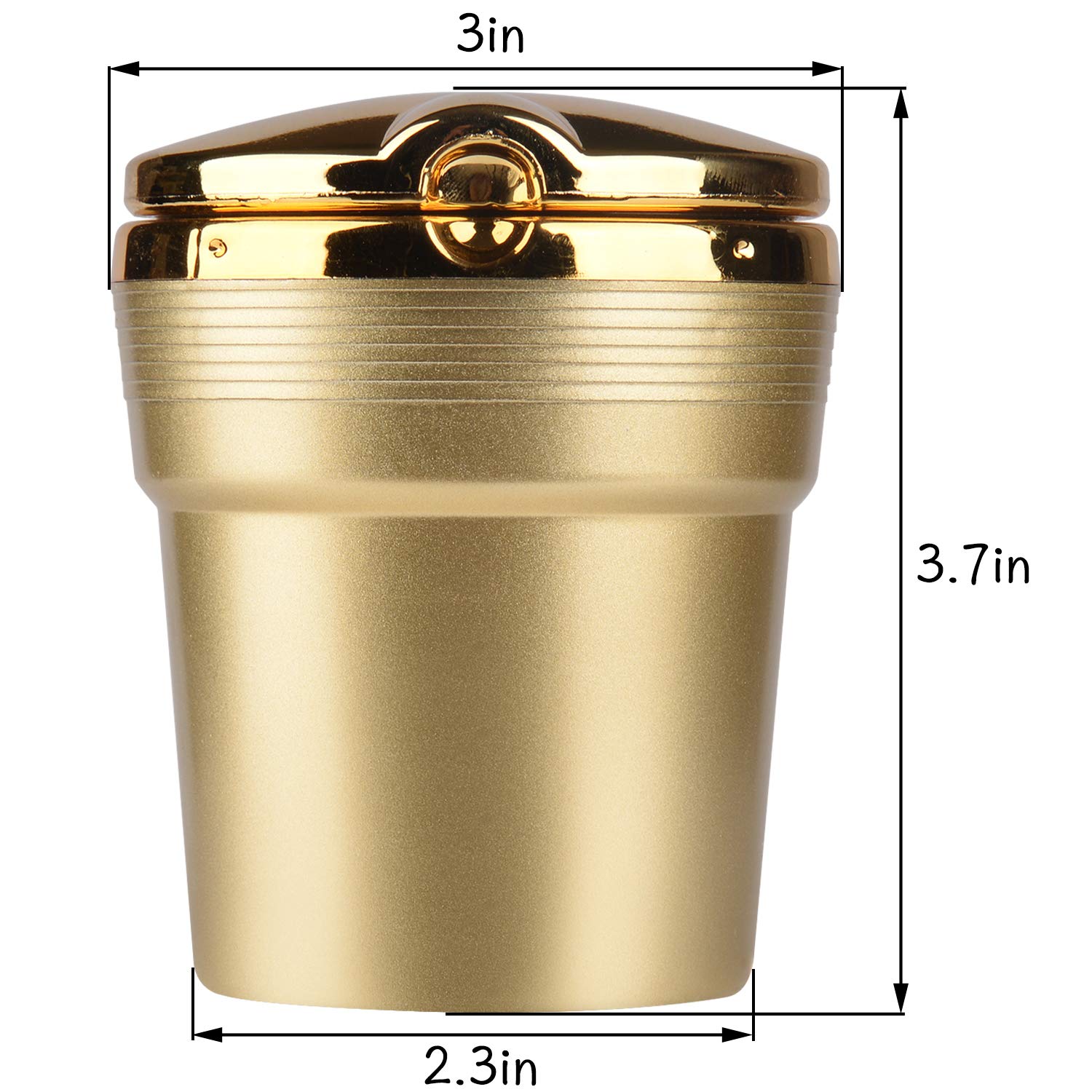 Portable Car Ashtray with Lid & Blue LED Light - Leakproof Cup Holder Ashtray for Cars (Gold) | Ideal for Road Trips, Commuting & Smokers On-The-Go